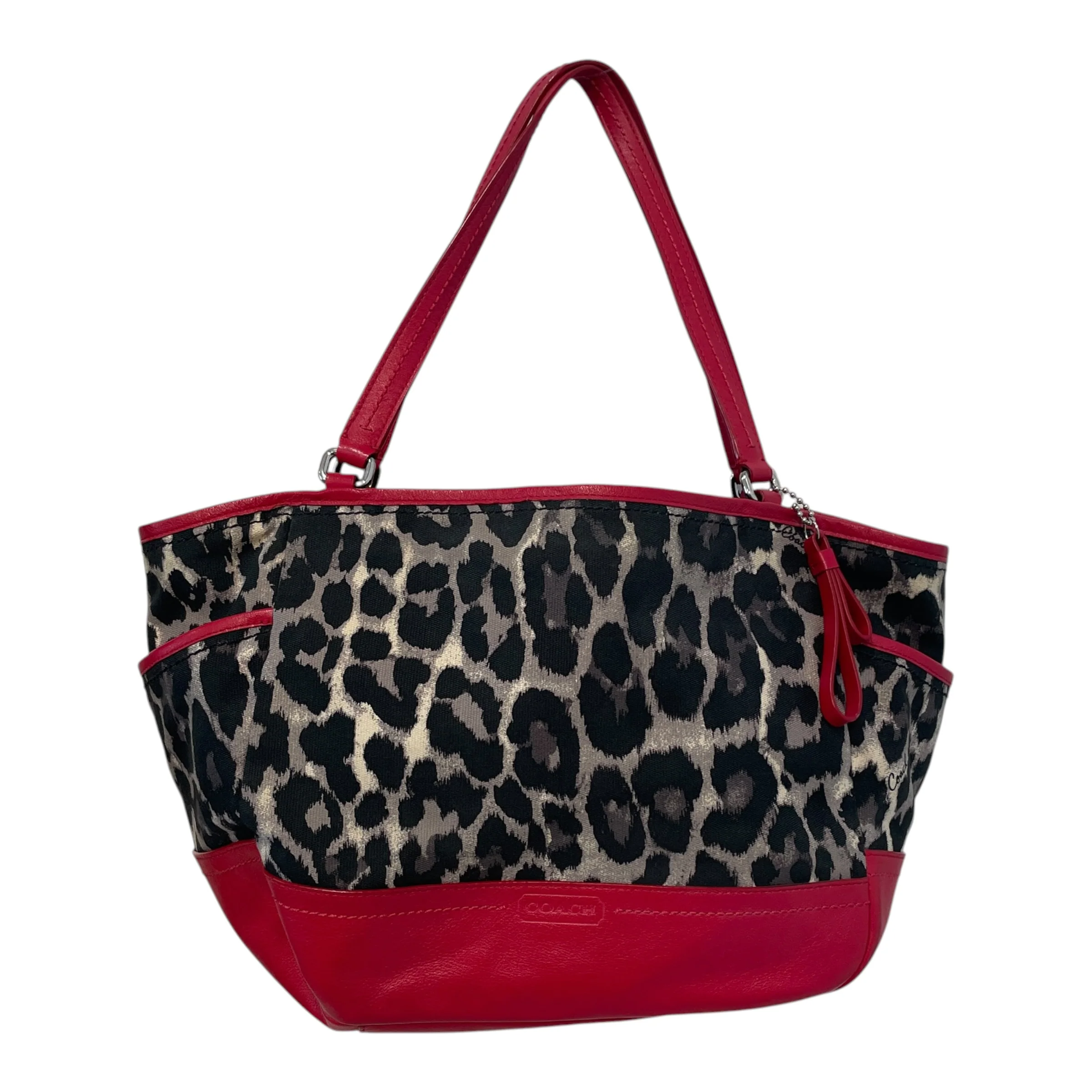 COACH/Hand Bag/Leopard/Cotton/RED/Coach Park Ocelot Carrie Tote