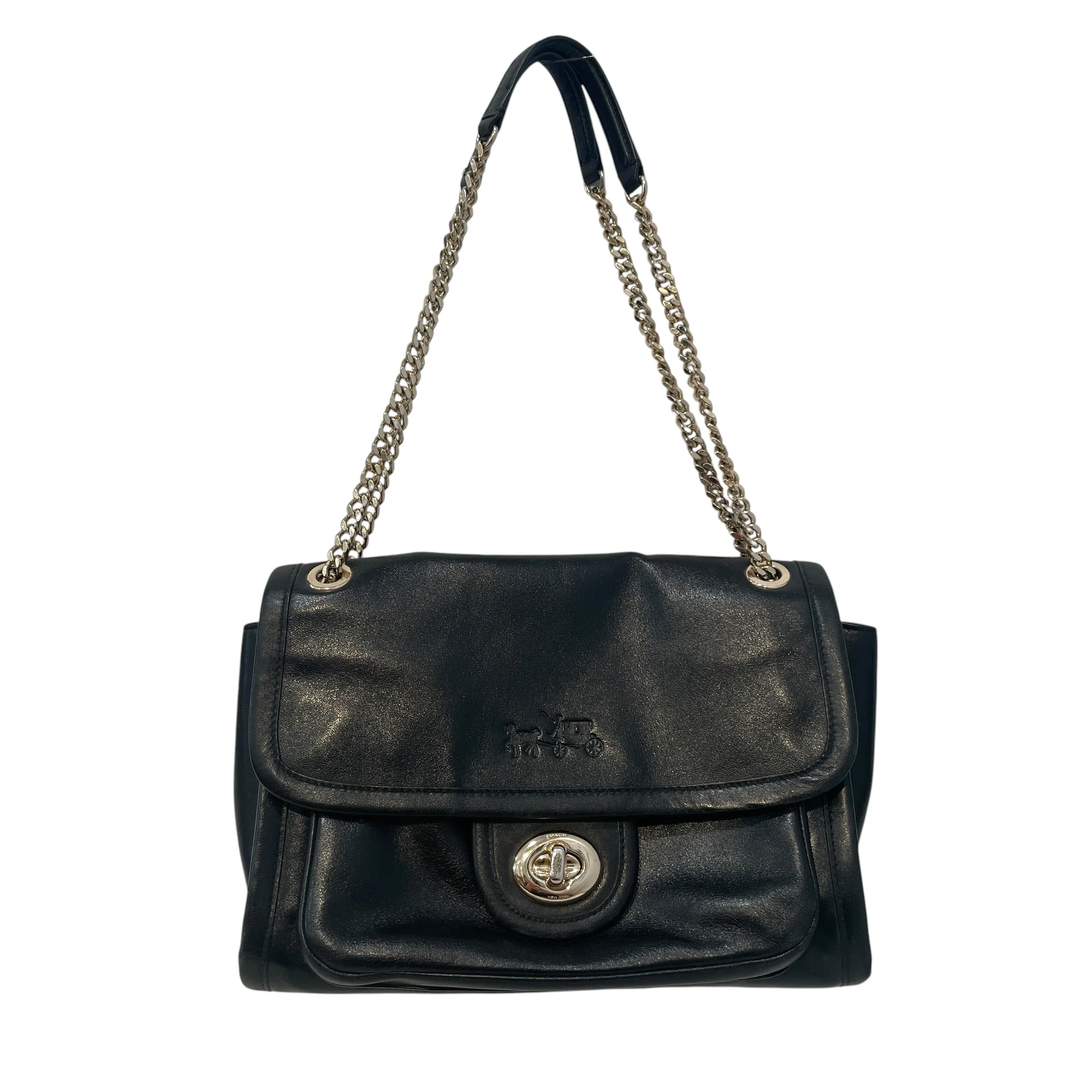 COACH/Hand Bag/Leather/BLK/Large Ranger Flap
