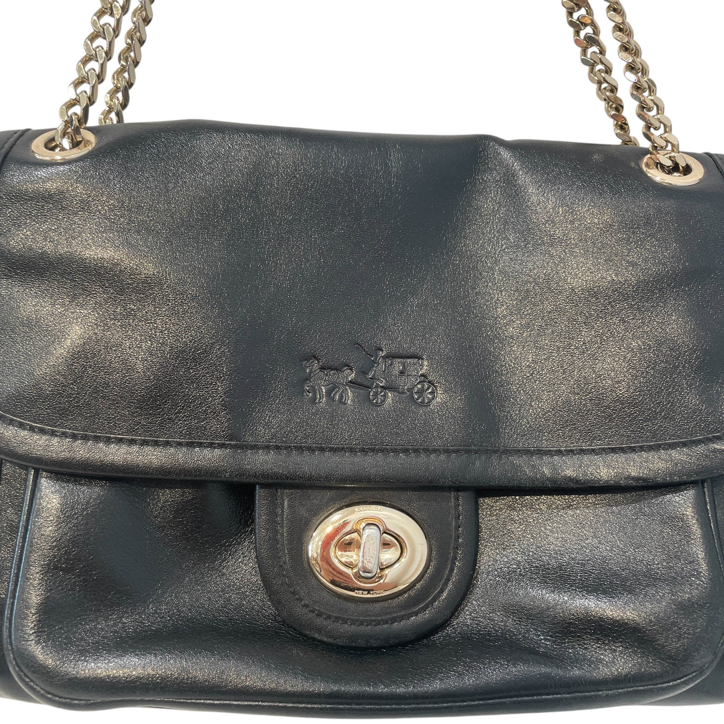 COACH/Hand Bag/Leather/BLK/Large Ranger Flap