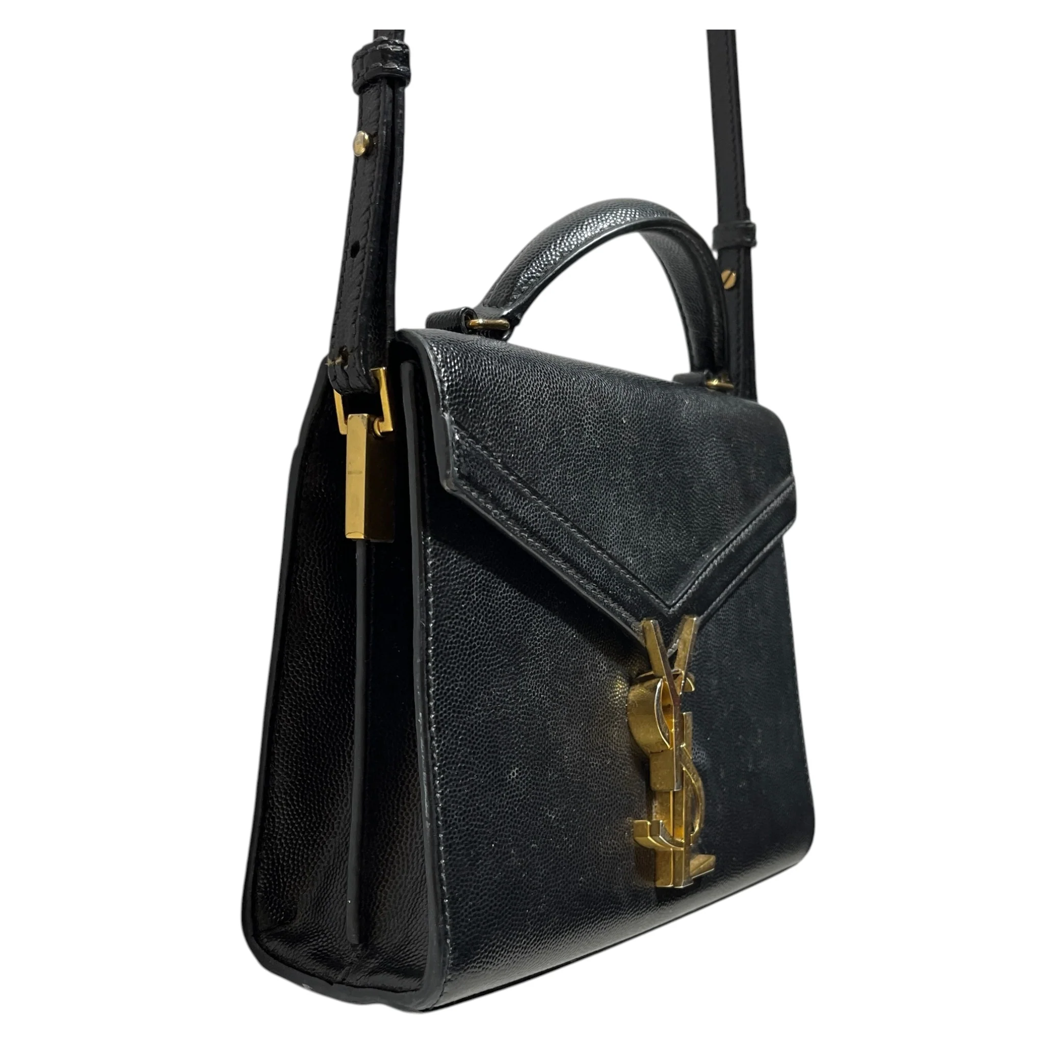 YVES SAINT LAURENT/Cross Body Bag/Leather/BLK/Cassandra Top Handle Mini