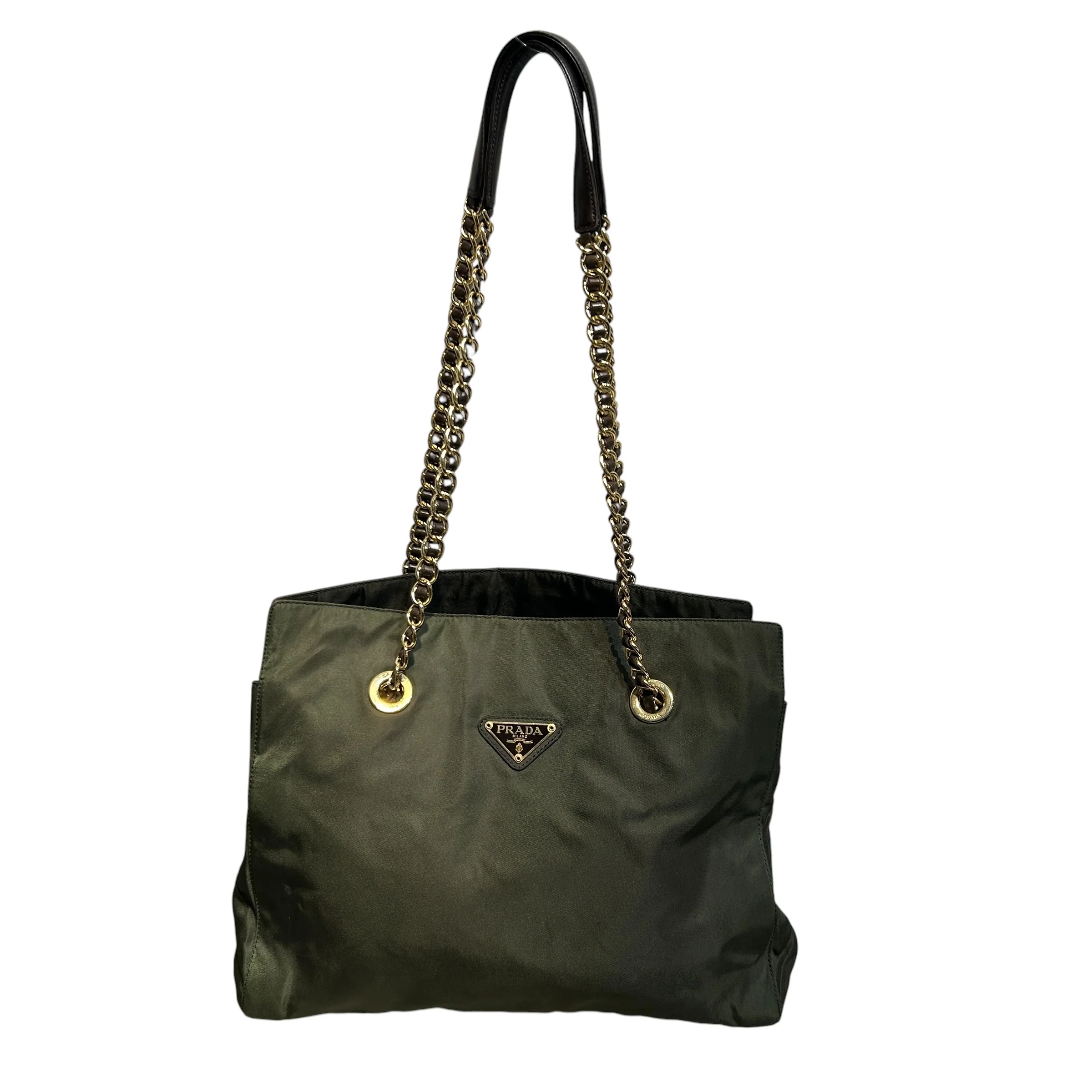 PRADA/Hand Bag/Nylon/GRN/TESSUTO CATENA