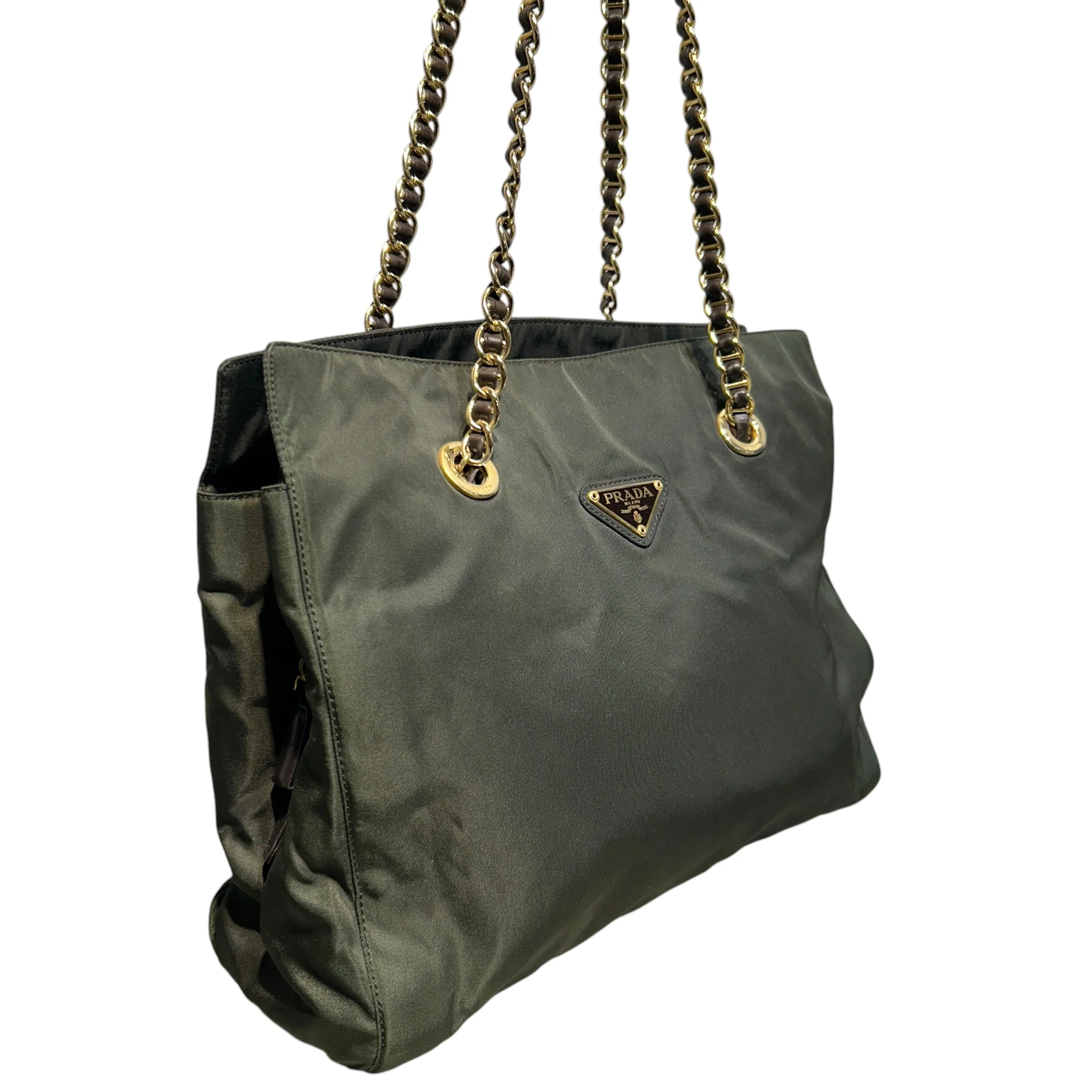 PRADA/Hand Bag/Nylon/GRN/TESSUTO CATENA