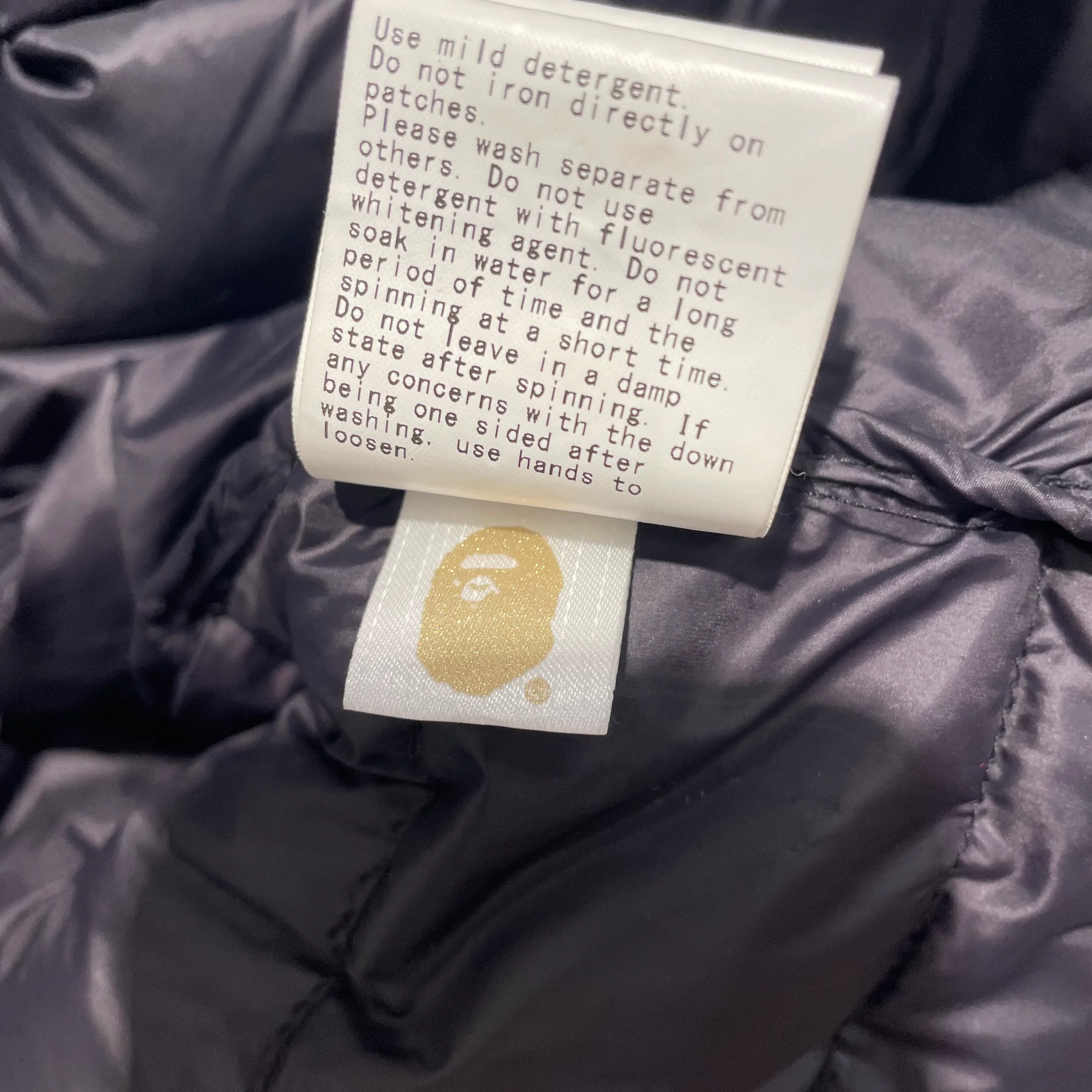 A BATHING APE/Puffer Jkt/L/Nylon/BLK/Happy New Year Lightweight