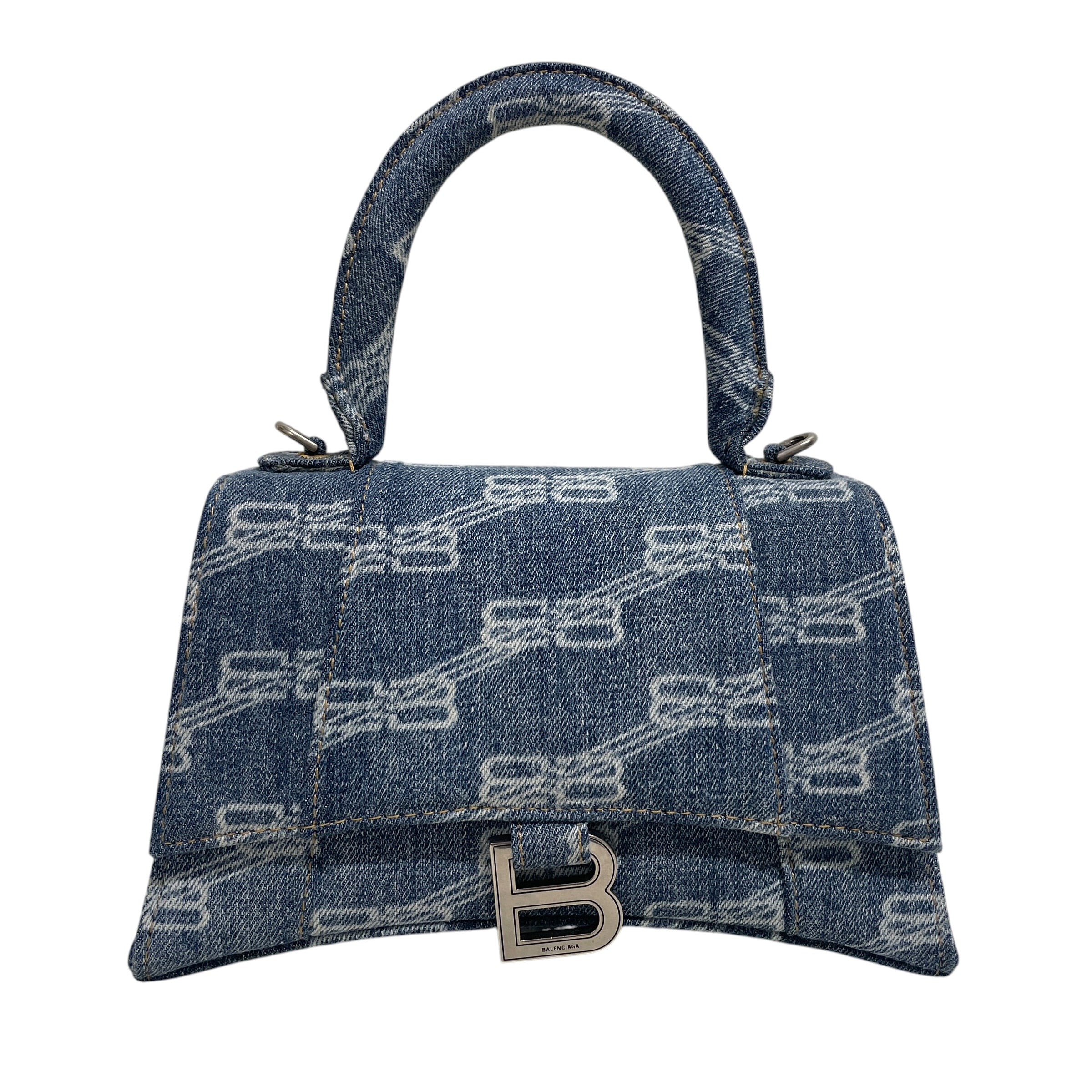 BALENCIAGA/Cross Body Bag/All Over Print/Cotton/IDG/DENIM W/ BB LOGOS