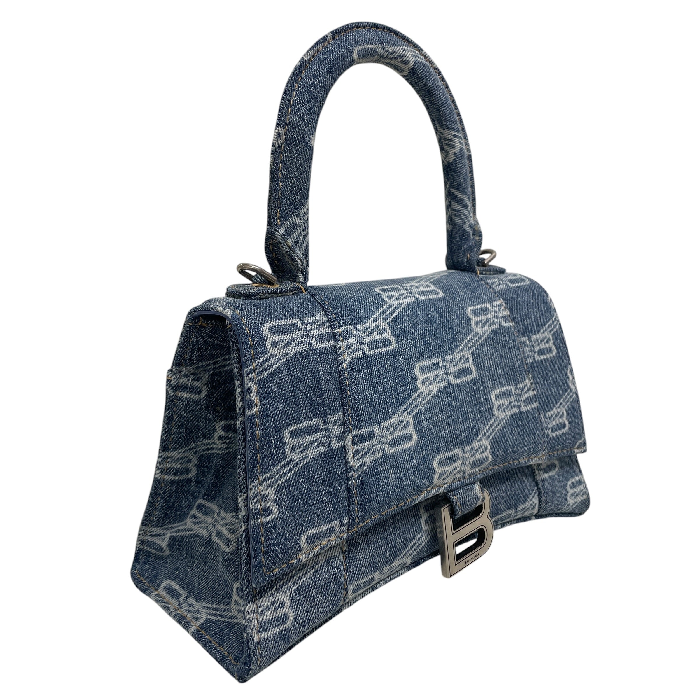 BALENCIAGA/Cross Body Bag/All Over Print/Cotton/IDG/DENIM W/ BB LOGOS