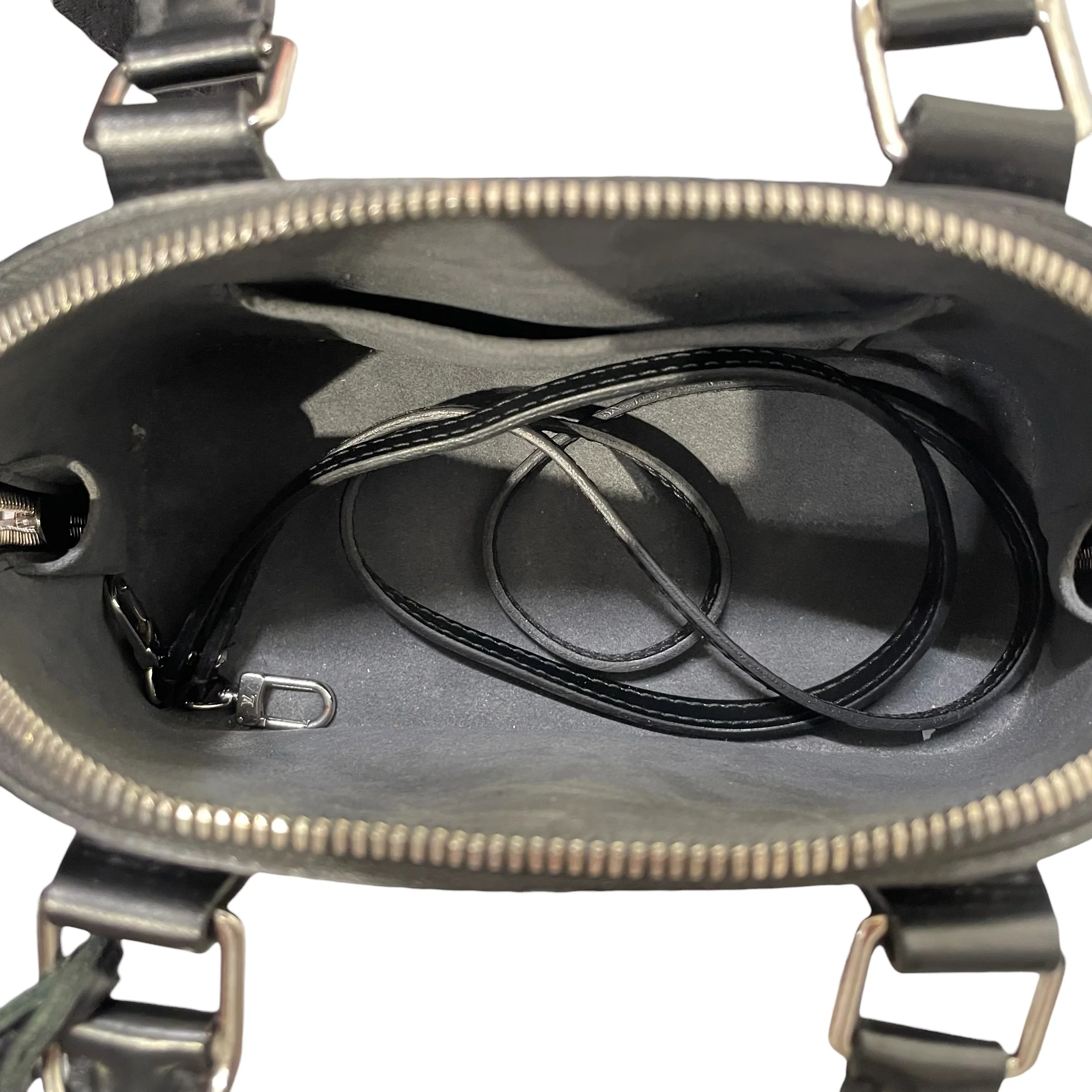LOUIS VUITTON/Cross Body Bag/Stripe/Leather/BLK/Alma Epi