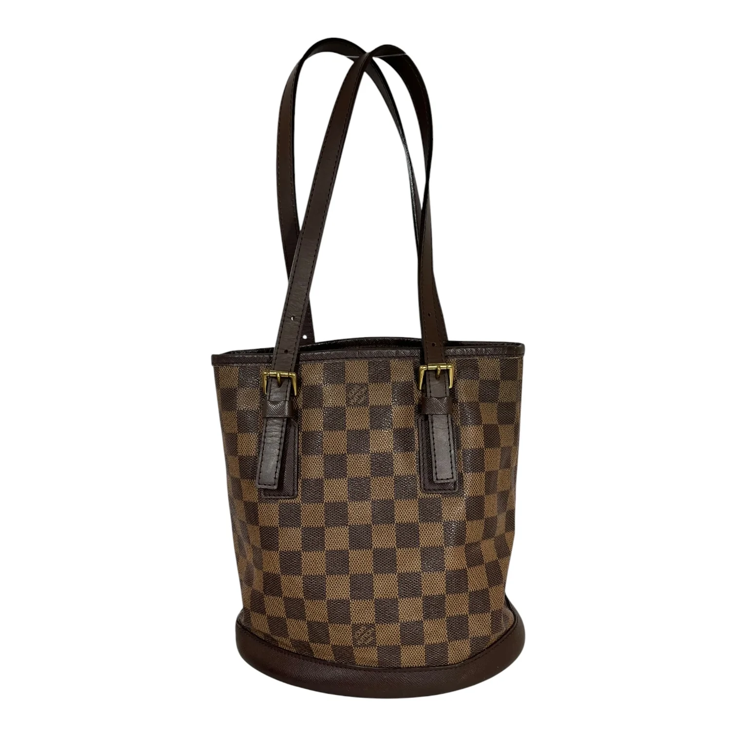 LOUIS VUITTON/Hand Bag/All Over Print/Leather/BRW/Damier Ebene Marais Bucket Bag