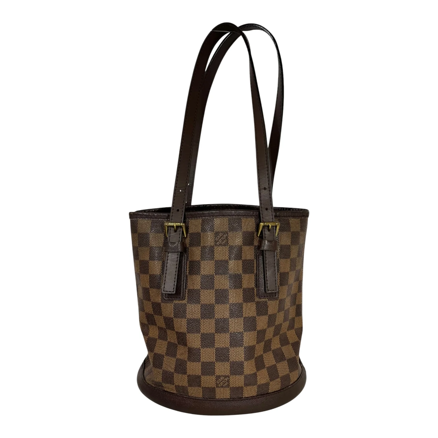 LOUIS VUITTON/Hand Bag/All Over Print/Leather/BRW/Damier Ebene Marais Bucket Bag