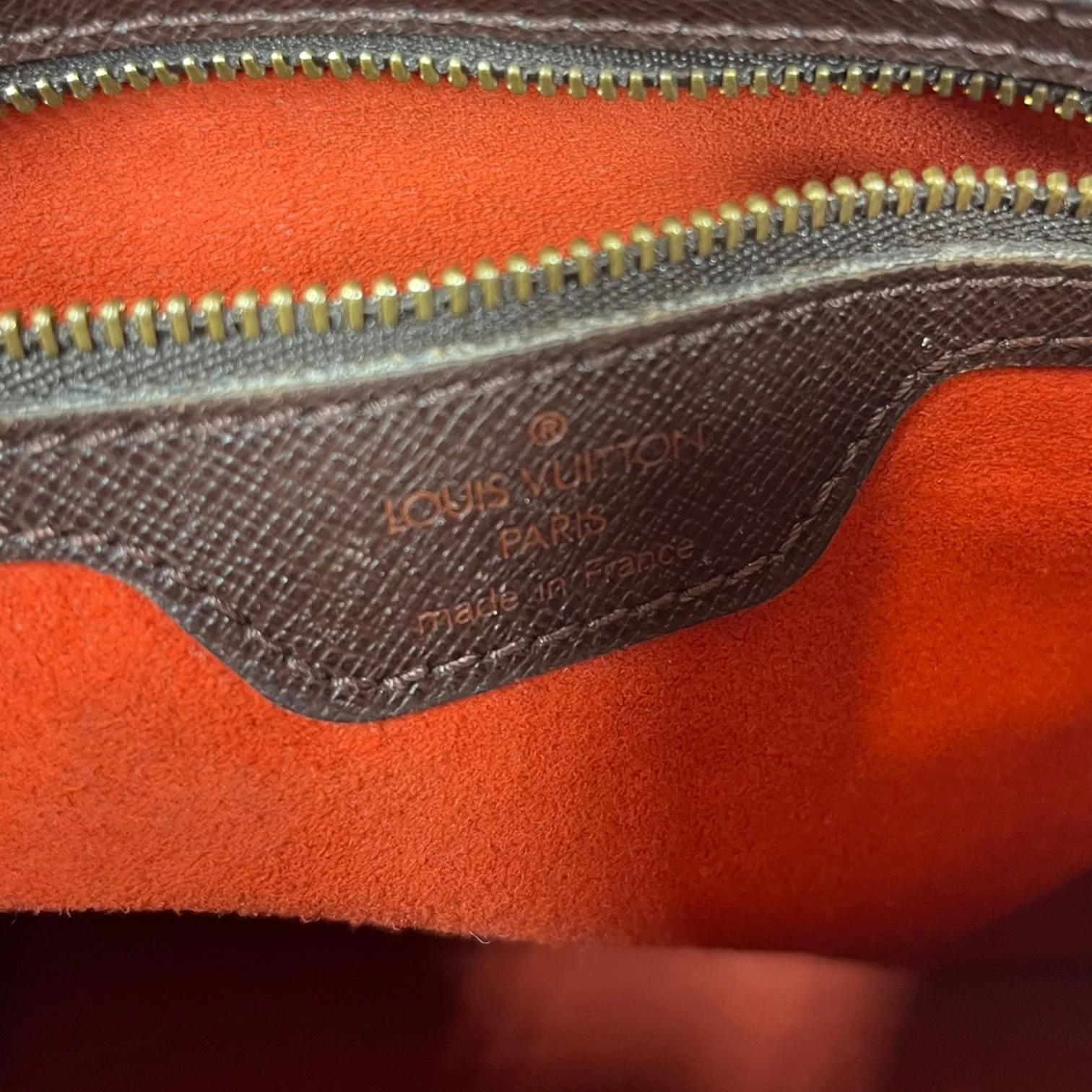 LOUIS VUITTON/Hand Bag/All Over Print/Leather/BRW/Damier Ebene Marais Bucket Bag