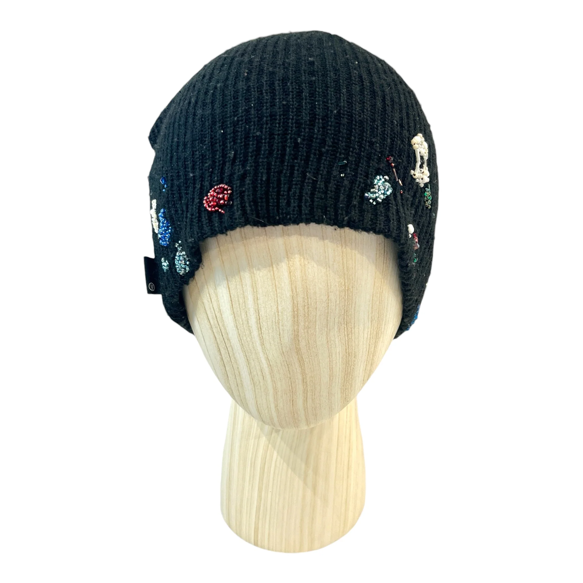 UNDERCOVER/Beanie/Acrylic/BLK/F/W 23 BEADED EMBELLISHMENTS