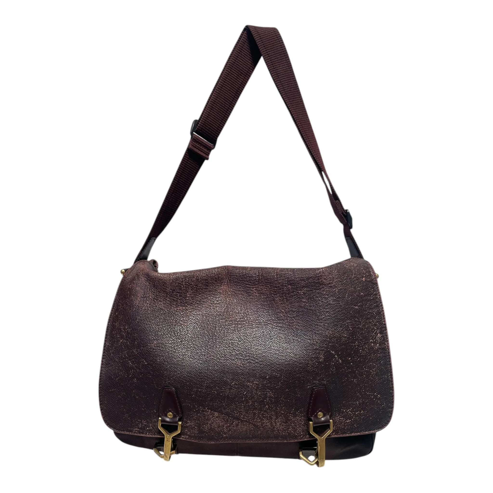 LOUIS VUITTON/Cross Body Bag/Leather/BRD/Louis Vuitton Delsu Taiga