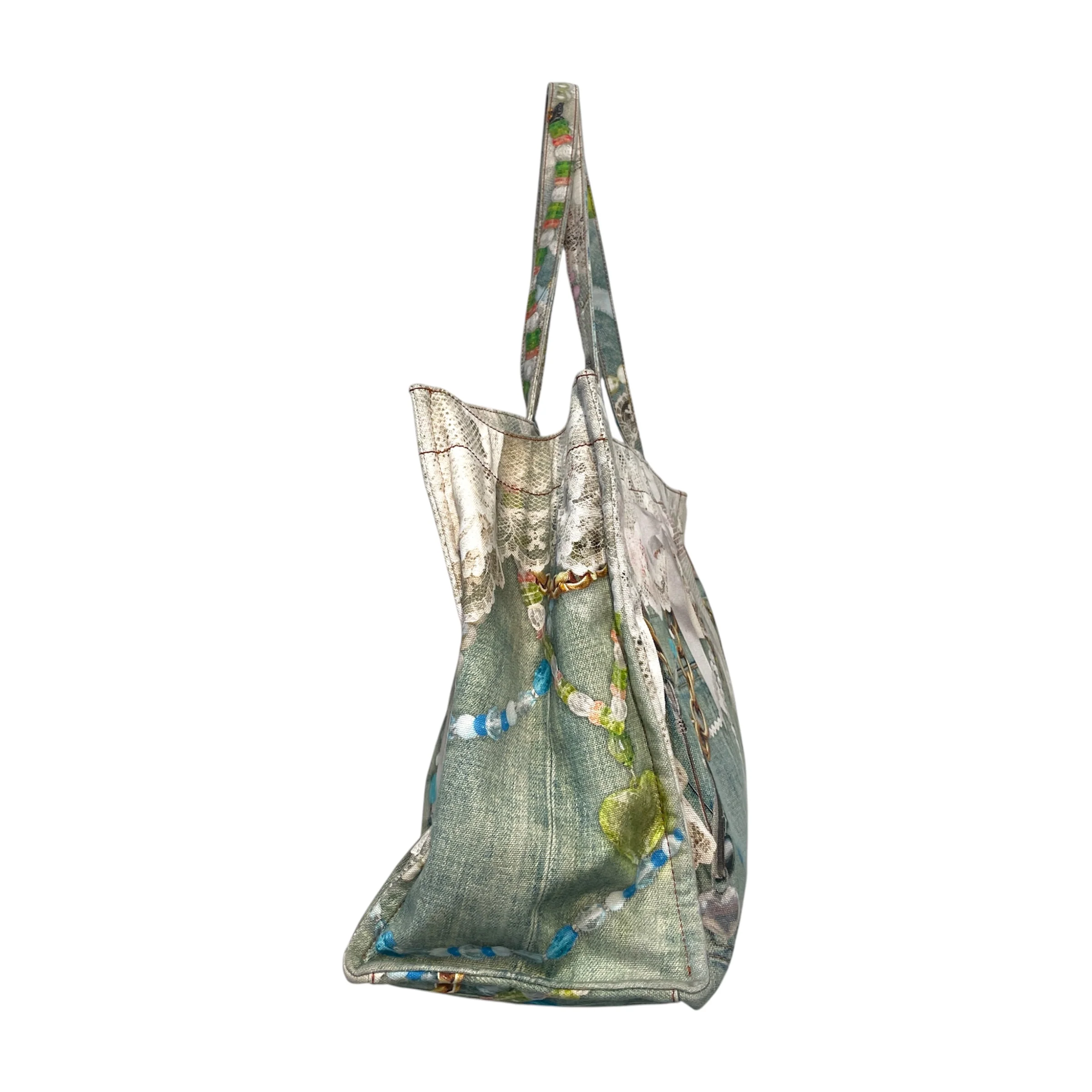 Acne Studios/Tote Bag/All Over Print/Cotton/MLT/Trompe L'oeil Denim Effect