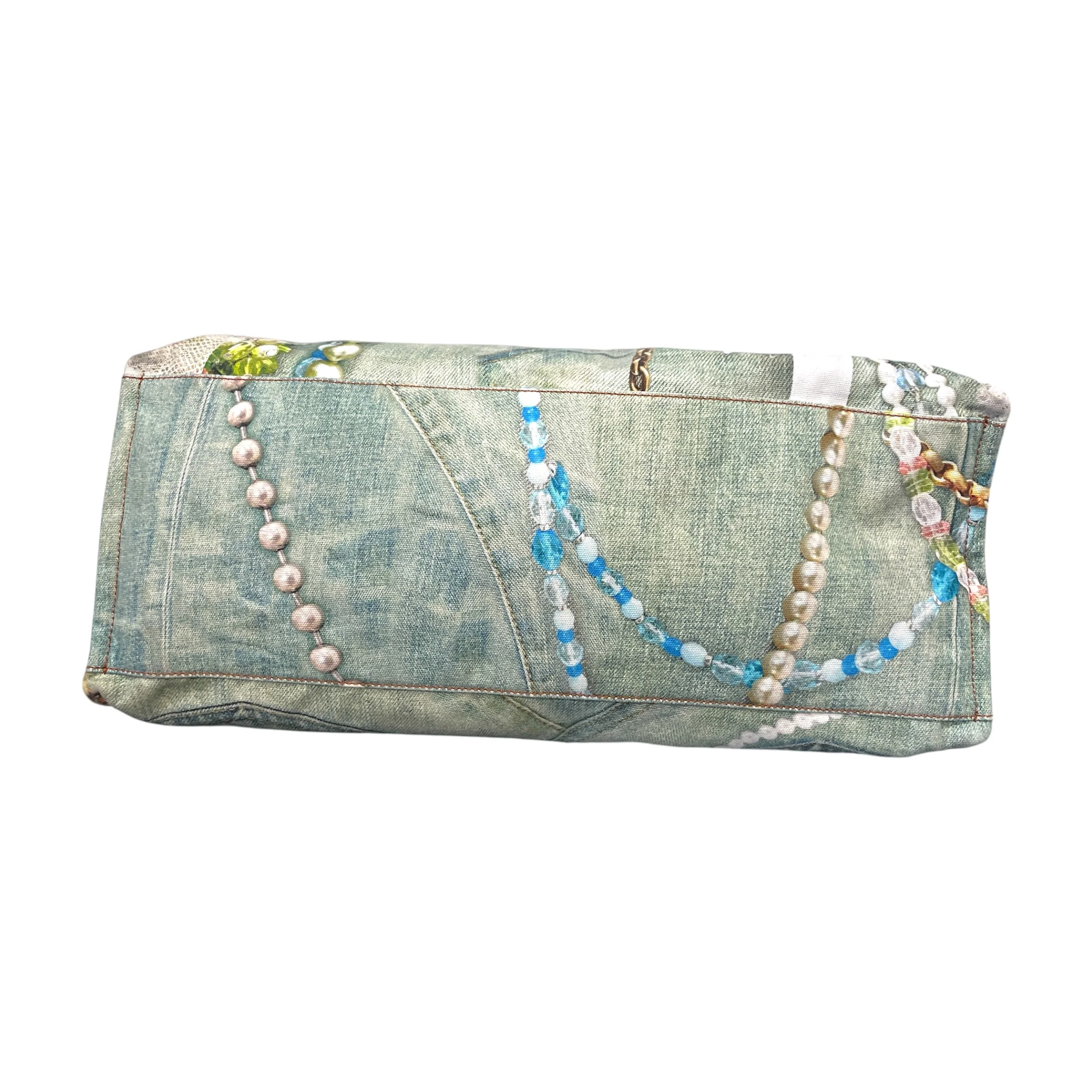 Acne Studios/Tote Bag/All Over Print/Cotton/MLT/Trompe L'oeil Denim Effect