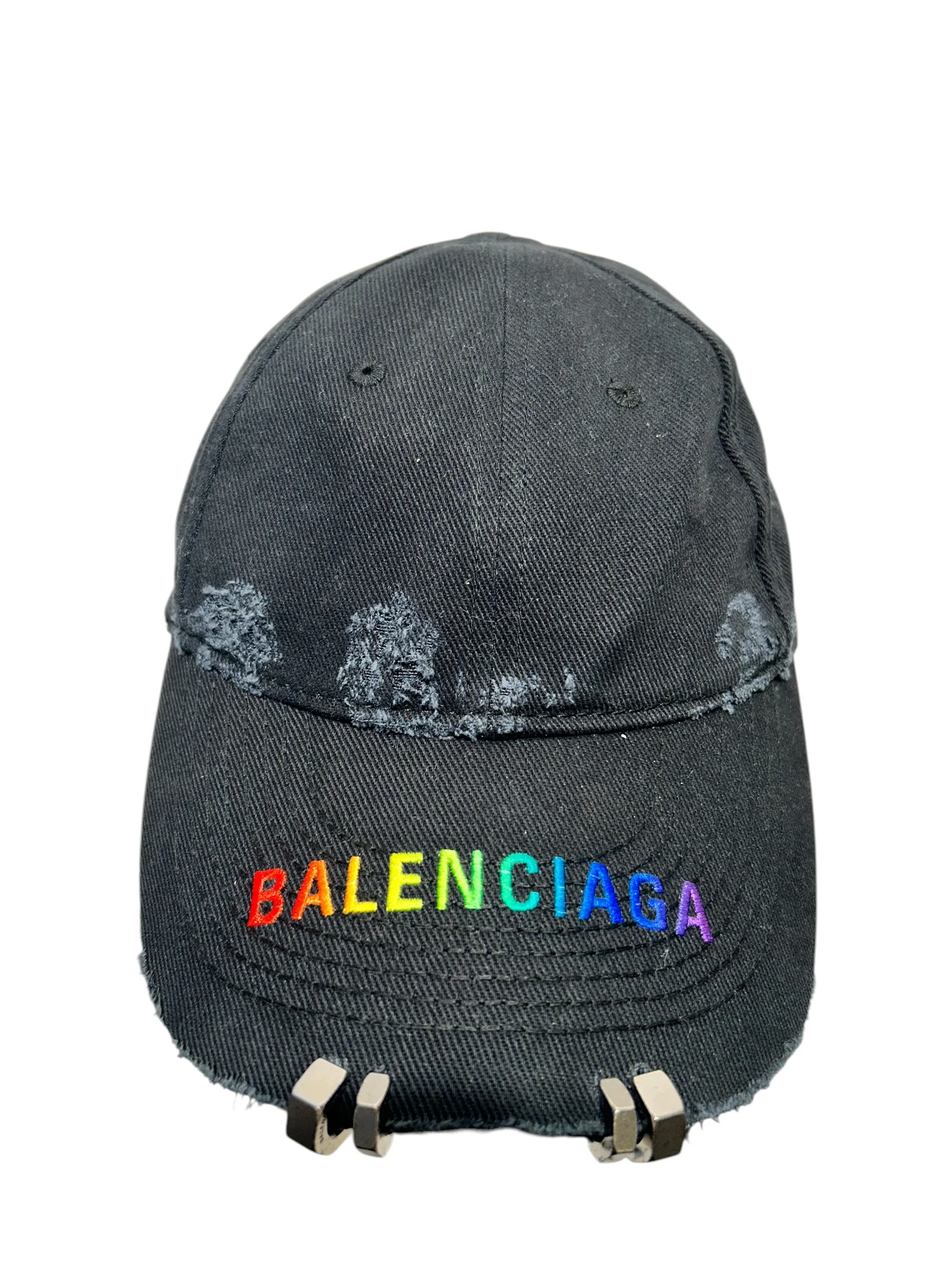 BALENCIAGA/Cap/Cotton/BLK/RAINBOW LOGO W HARDWARE