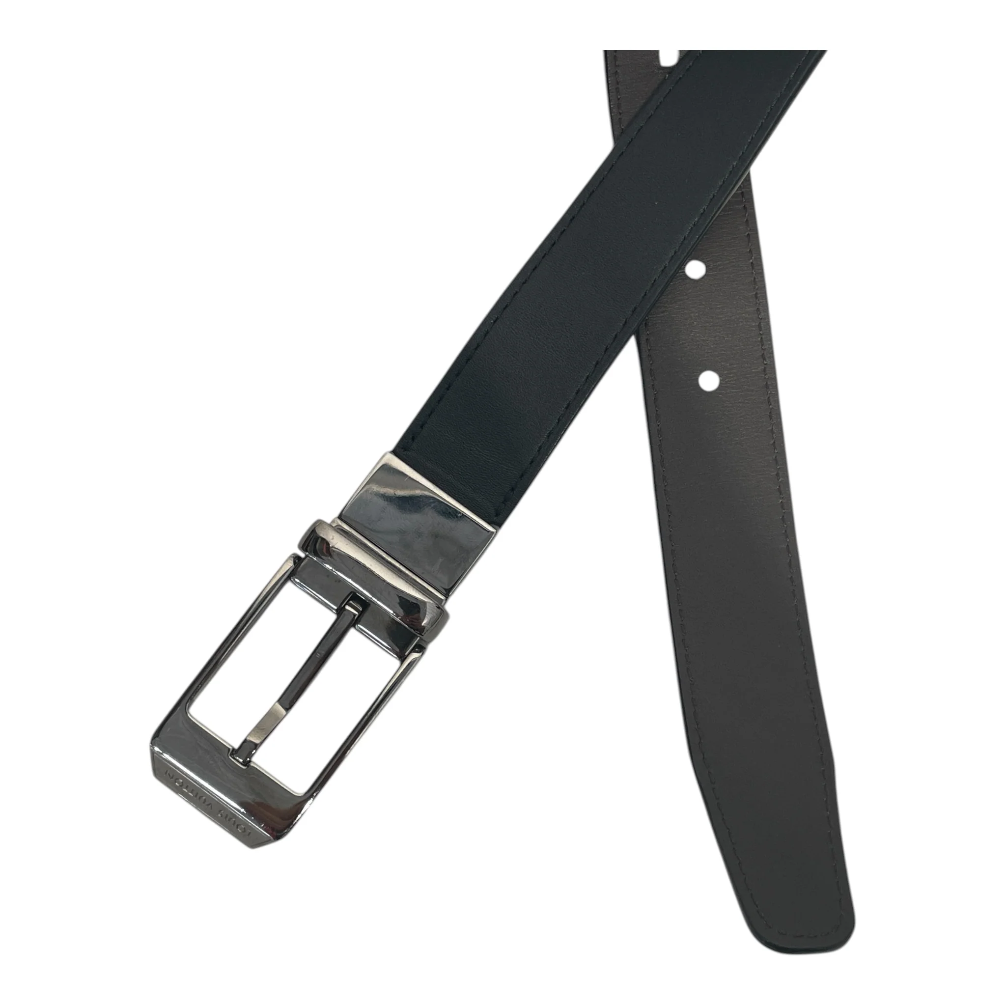 LOUIS VUITTON/Belt/Leather/BLK/REVERSIBLE/40/M6906
