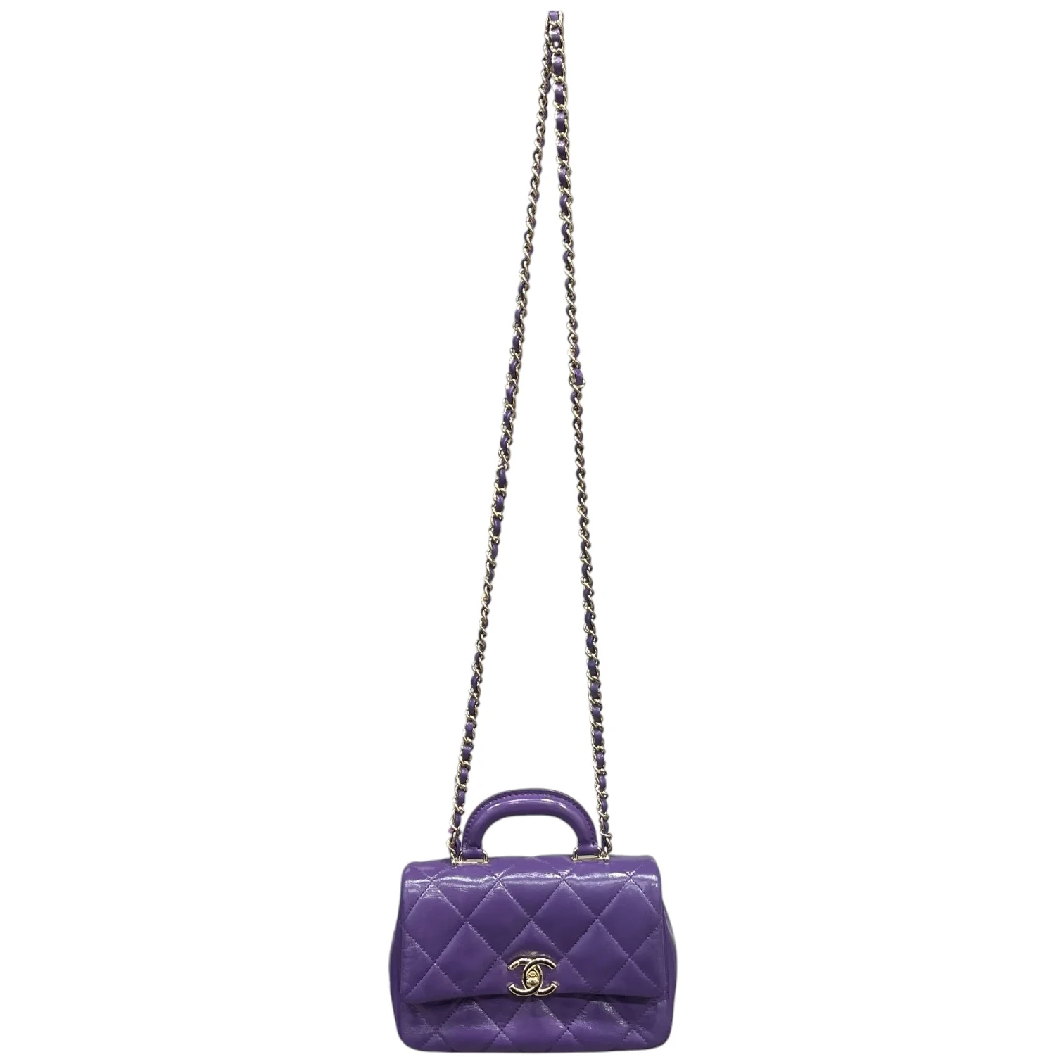 CHANEL/Cross Body Bag/Lambskin/PPL/Mini 19 flap