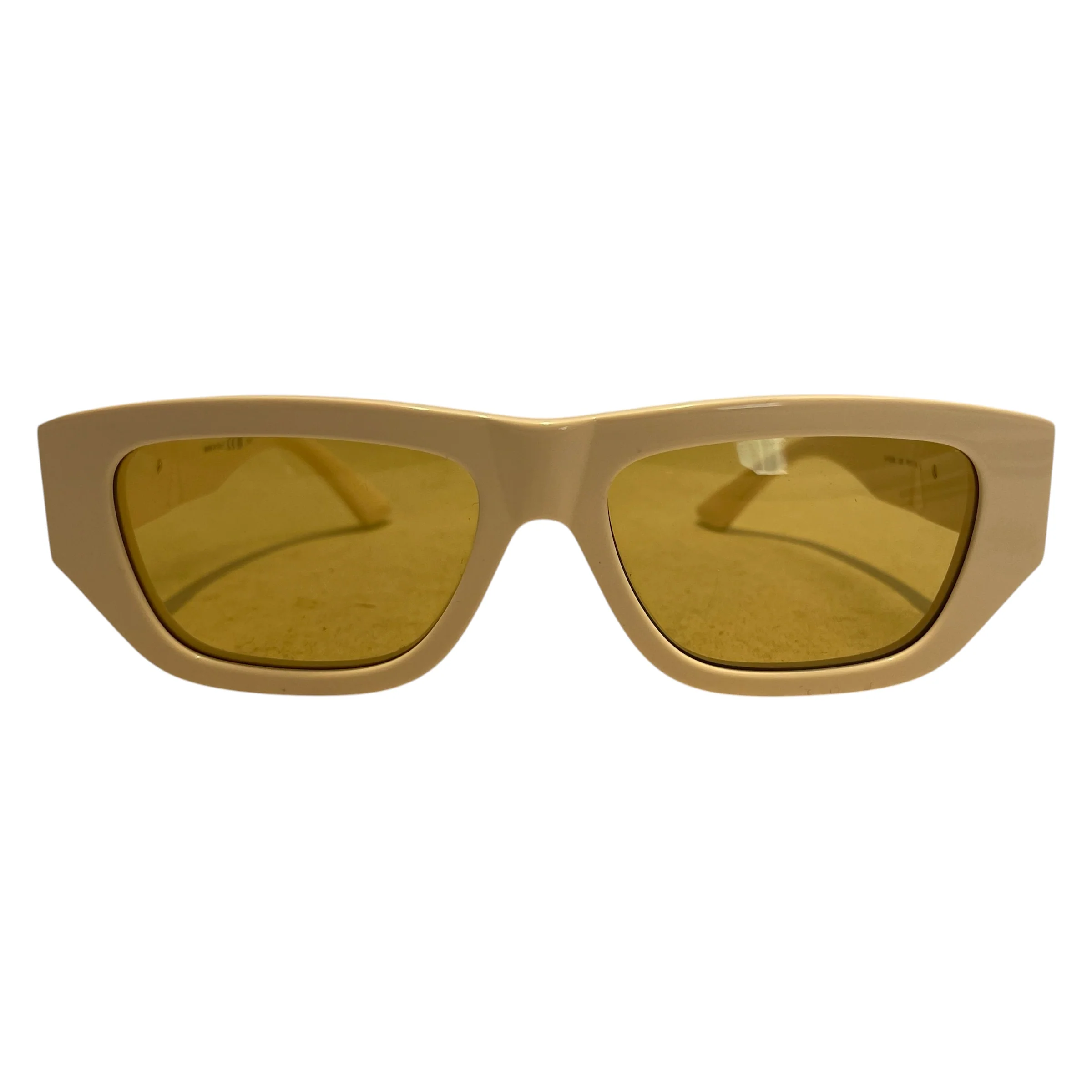 BOTTEGA VENETA/Sunglasses/Plastic/IVR/CREAM W YELLOW LENSES