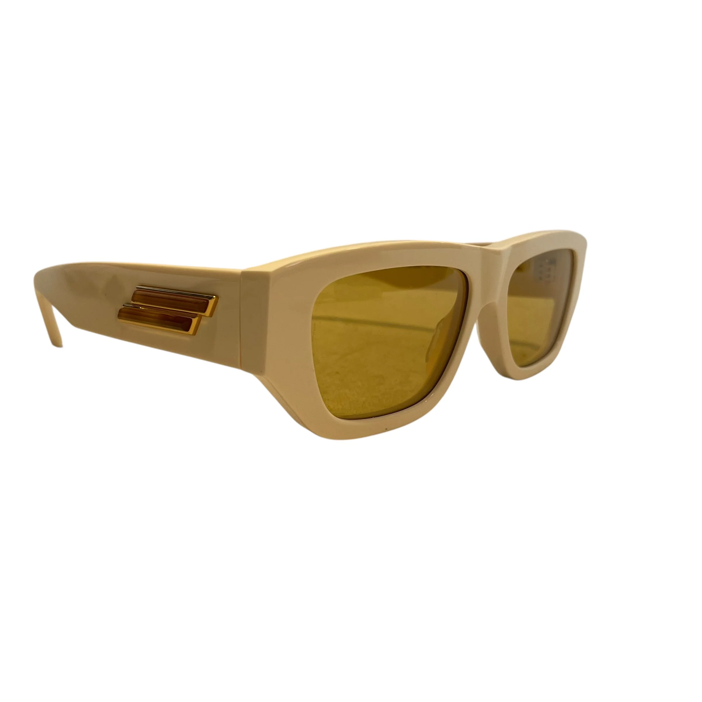 BOTTEGA VENETA/Sunglasses/Plastic/IVR/CREAM W YELLOW LENSES