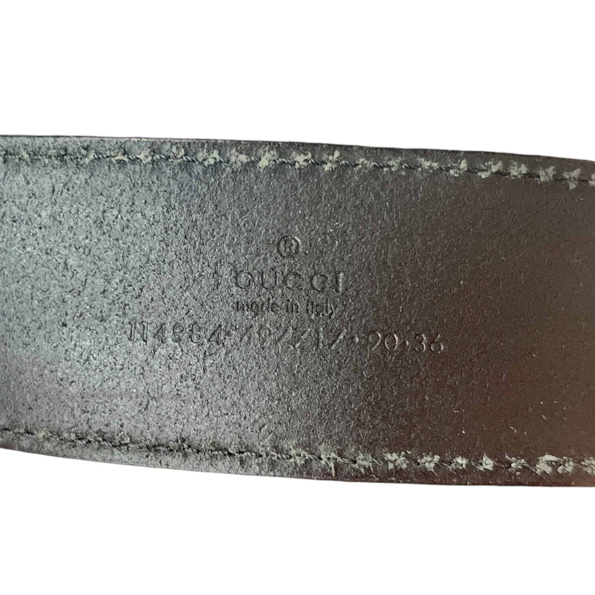 GUCCI/Belt/Leather/BLK/INTERLOCKING BUCKLE