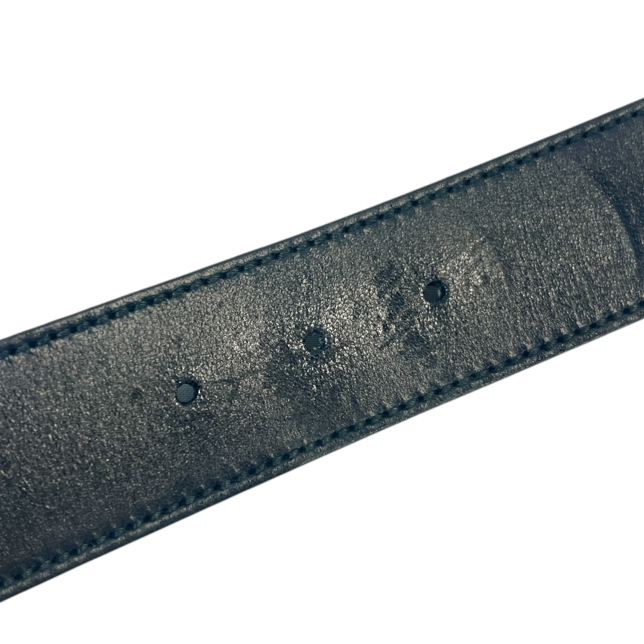 GUCCI/Belt/Leather/BLK/INTERLOCKING BUCKLE