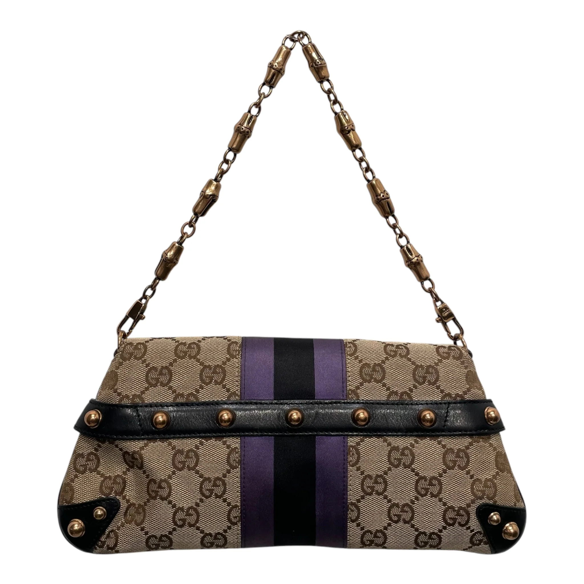 GUCCI/Hand Bag/Monogram/BRW/Cloth Chain Horsebit 129497