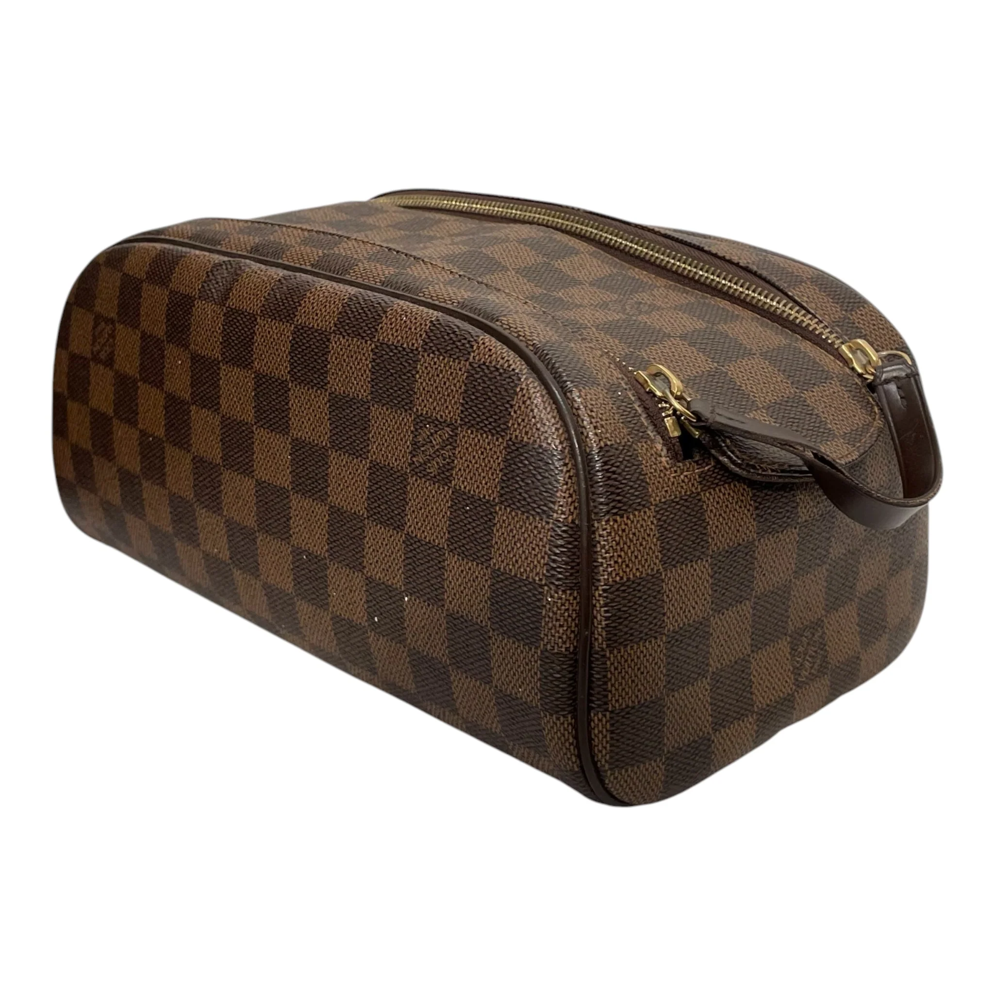 LOUIS VUITTON/Clutch Bag/Monogram/Leather/BRW/DOPP KIT DAMIER EBENE