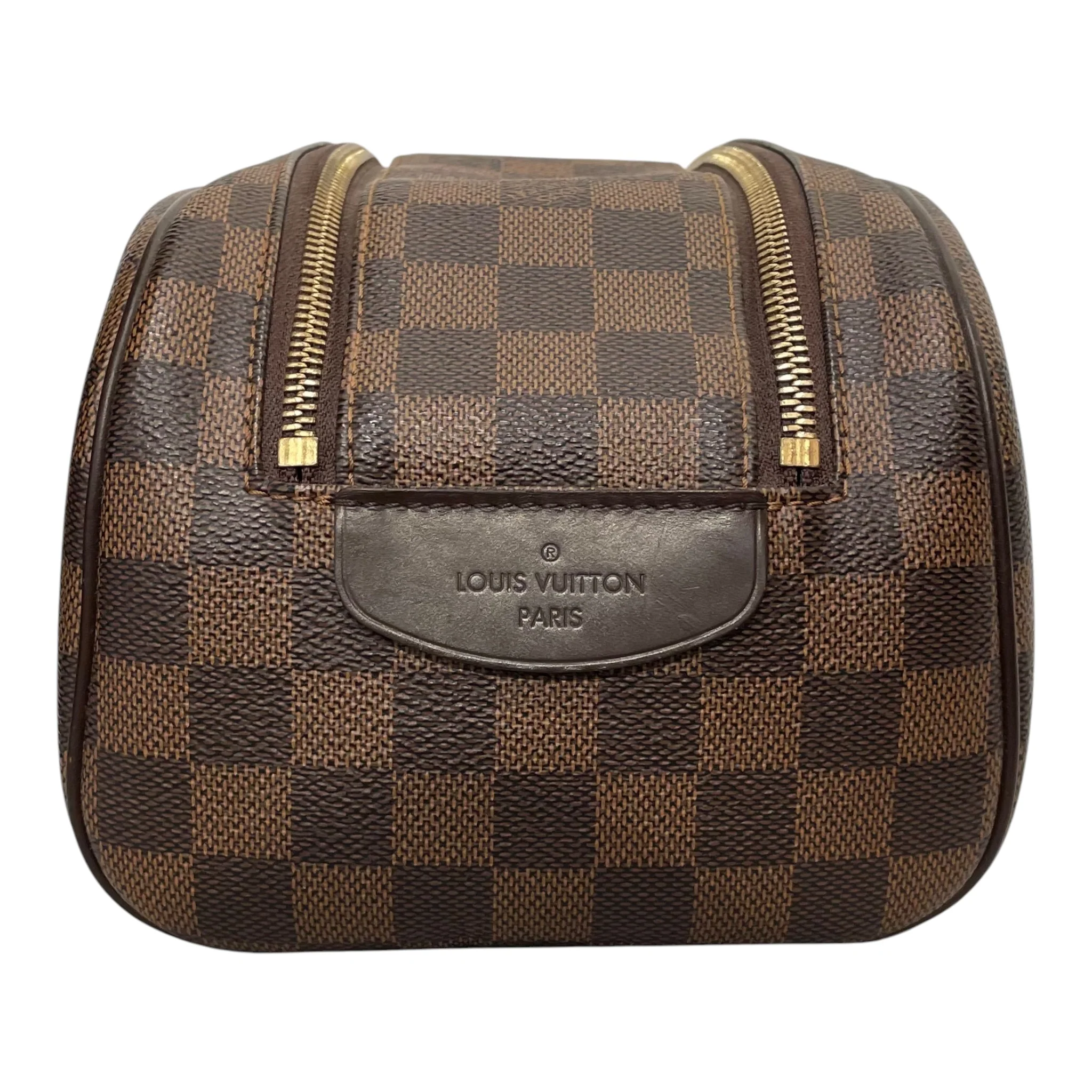 LOUIS VUITTON/Clutch Bag/Monogram/Leather/BRW/DOPP KIT DAMIER EBENE