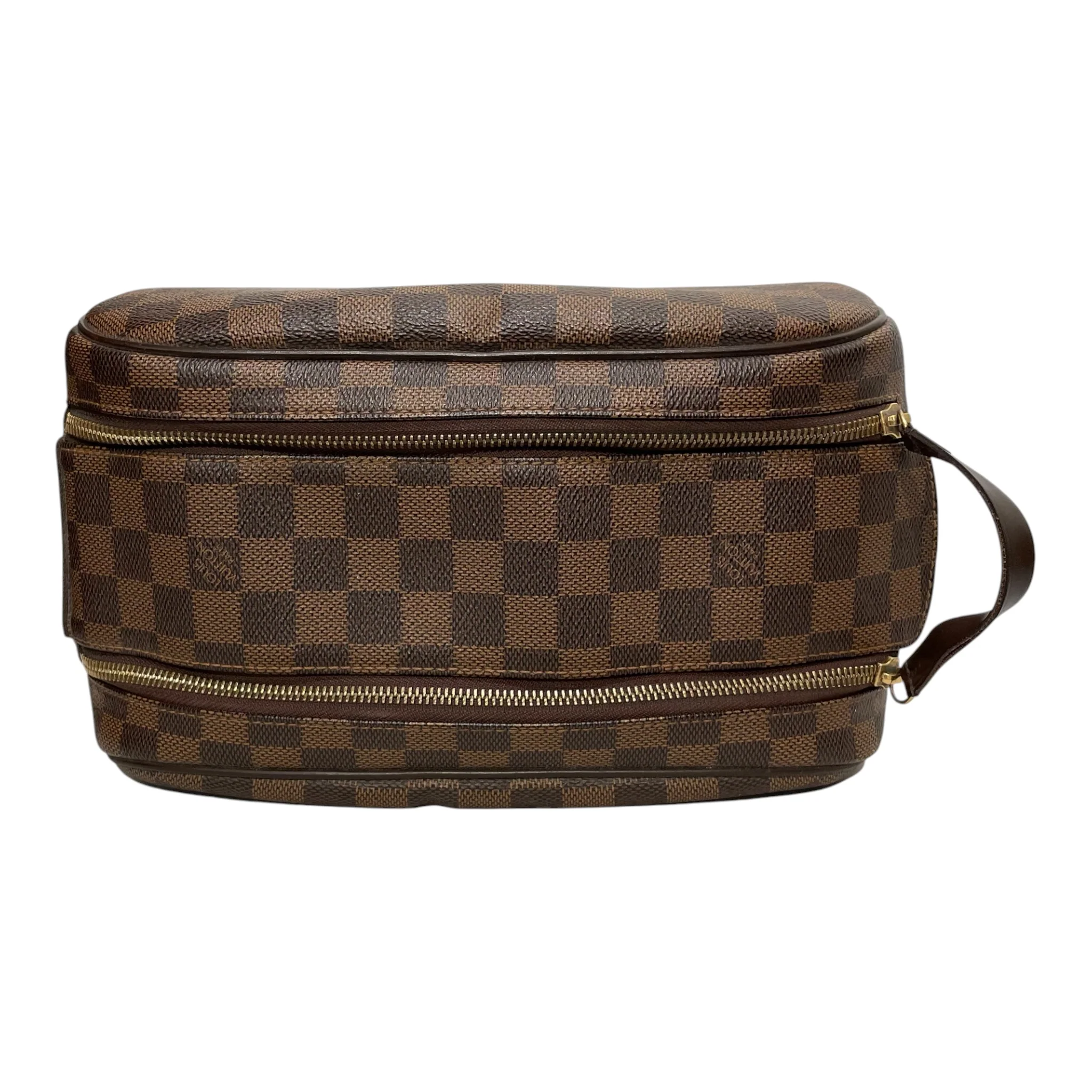 LOUIS VUITTON/Clutch Bag/Monogram/Leather/BRW/DOPP KIT DAMIER EBENE