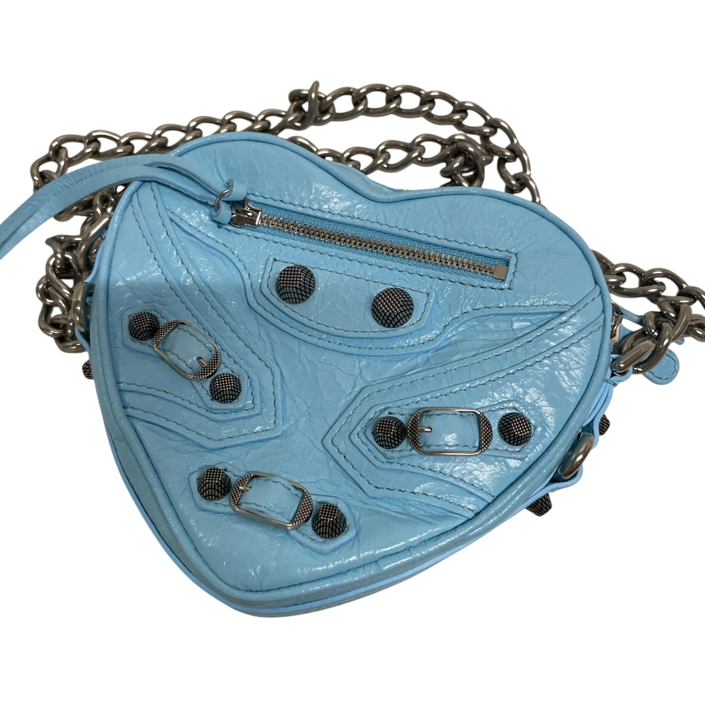BALENCIAGA/Cross Body Bag/Leather/BLU/HEART/MINI/722781