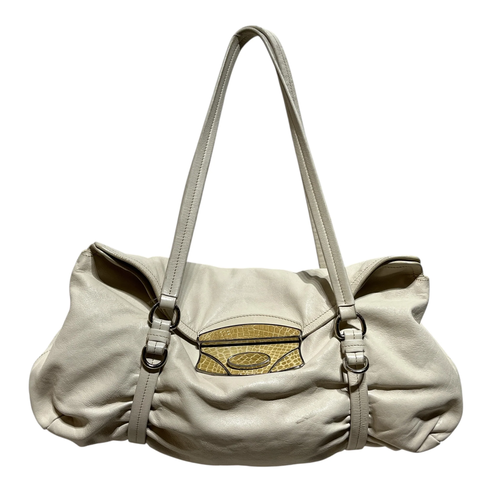 PRADA/Hand Bag/Leather/CRM/CROC PRINTED CLASP
