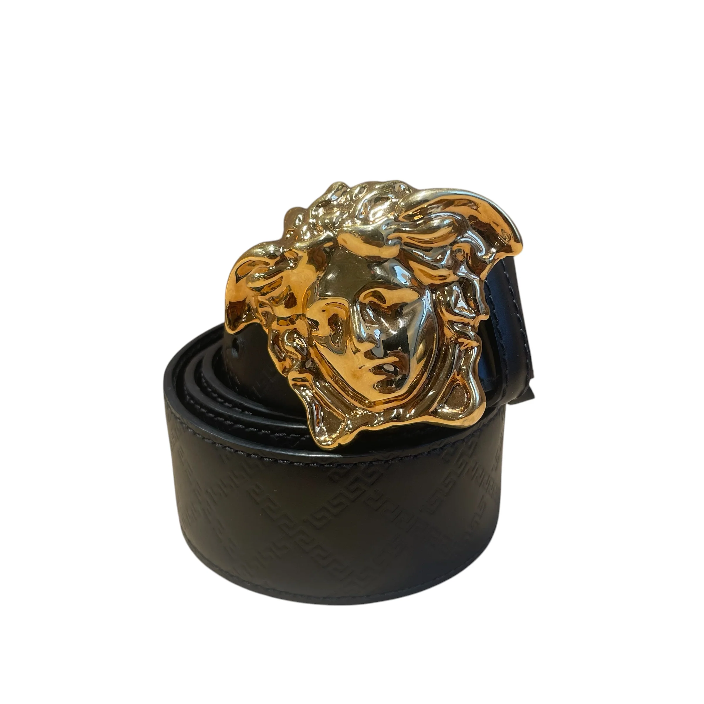 VERSACE/Belt/Leather/BLK/MONOGRAM HOUSE LOGO