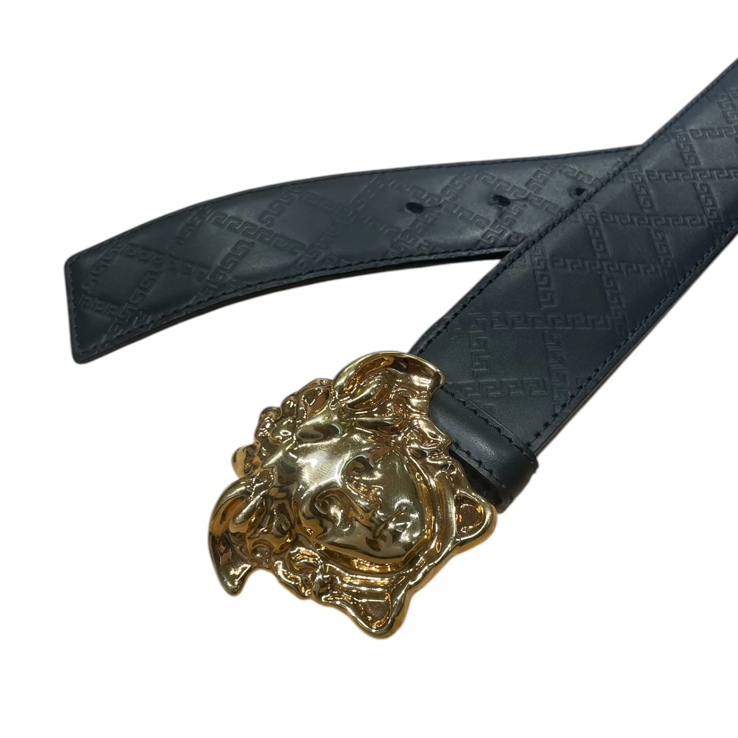 VERSACE/Belt/Leather/BLK/MONOGRAM HOUSE LOGO