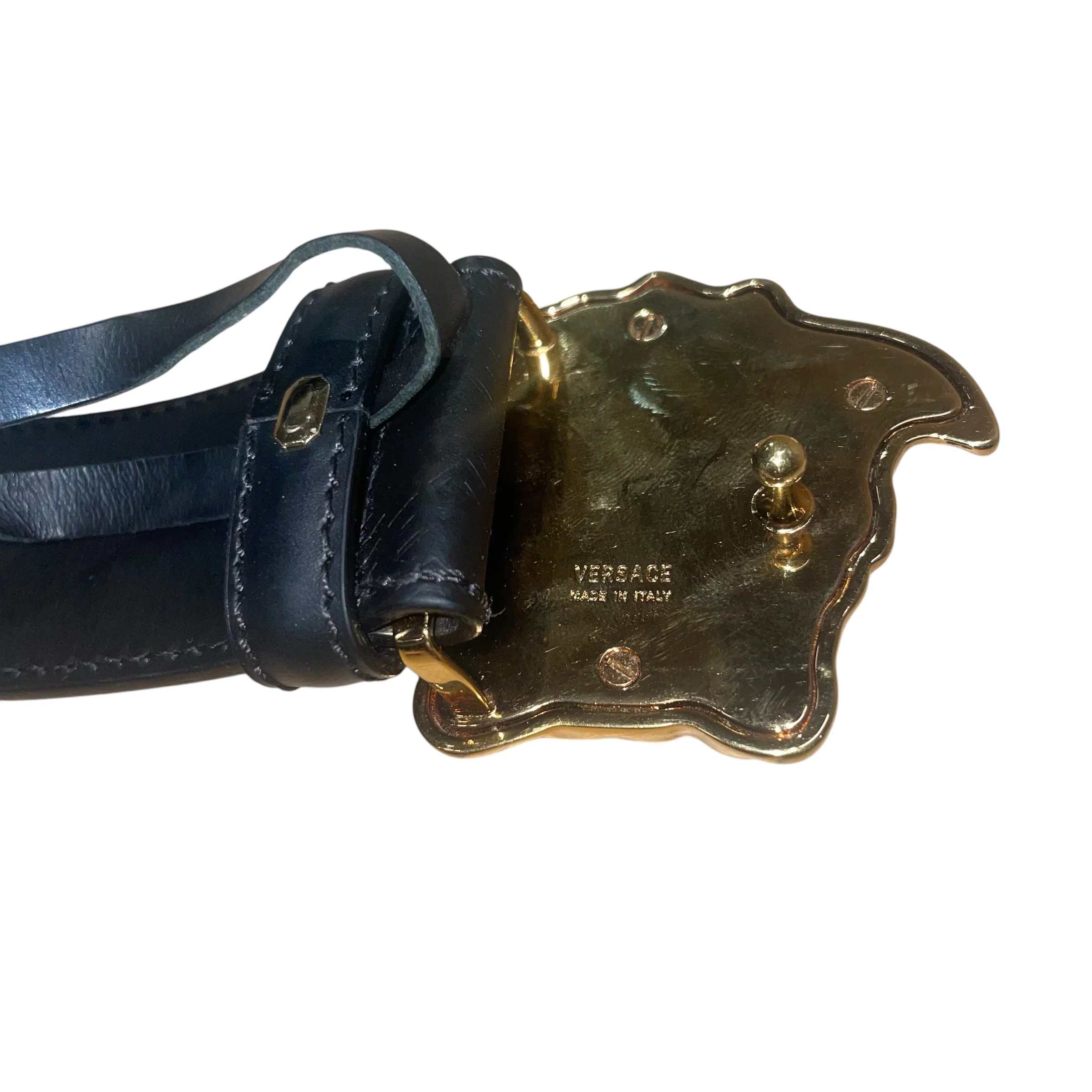VERSACE/Belt/Leather/BLK/MONOGRAM HOUSE LOGO
