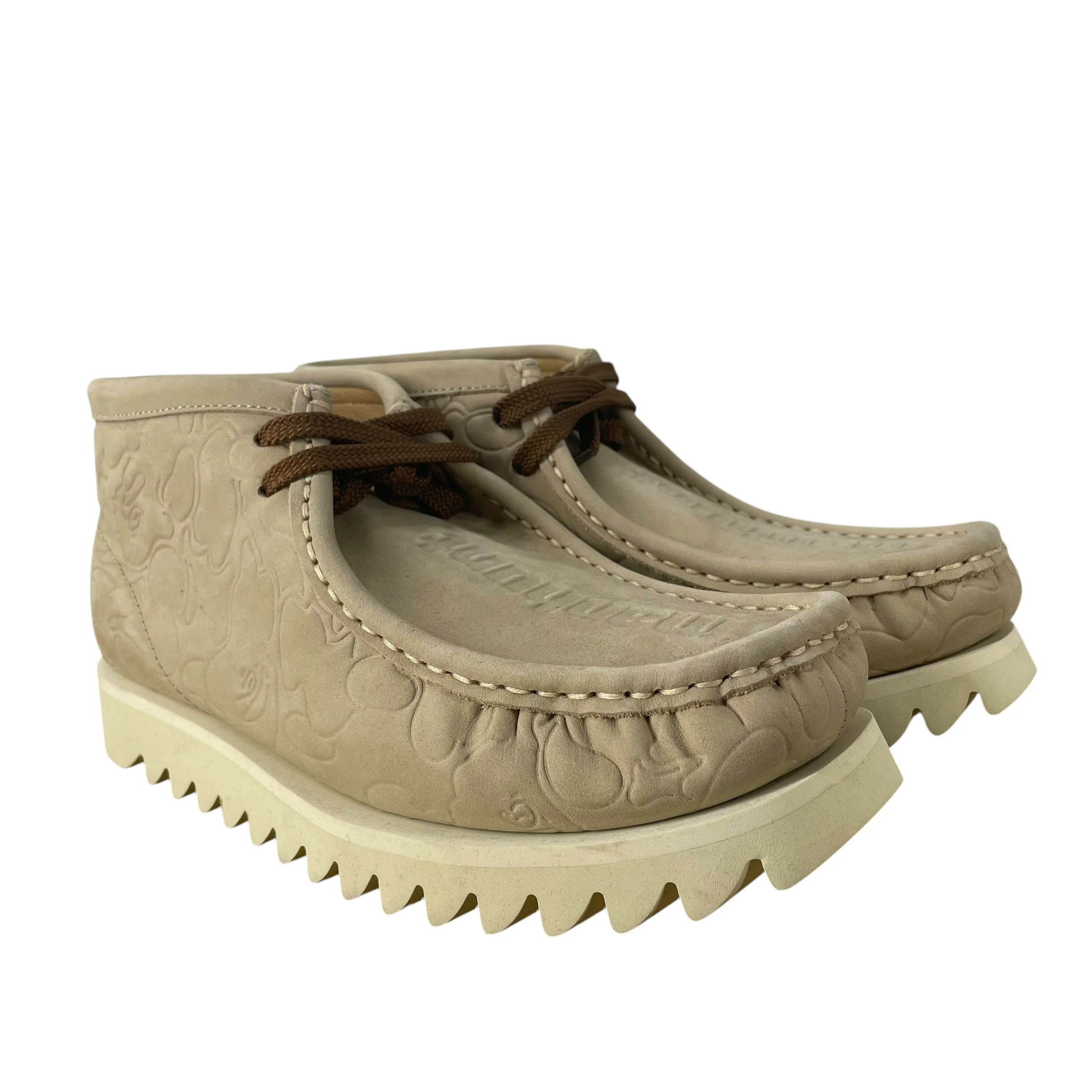 A BATHING APE/Hi-Sneakers/US 9.5/Leather/BEG/MANHUNT EMBOSSED WAVY