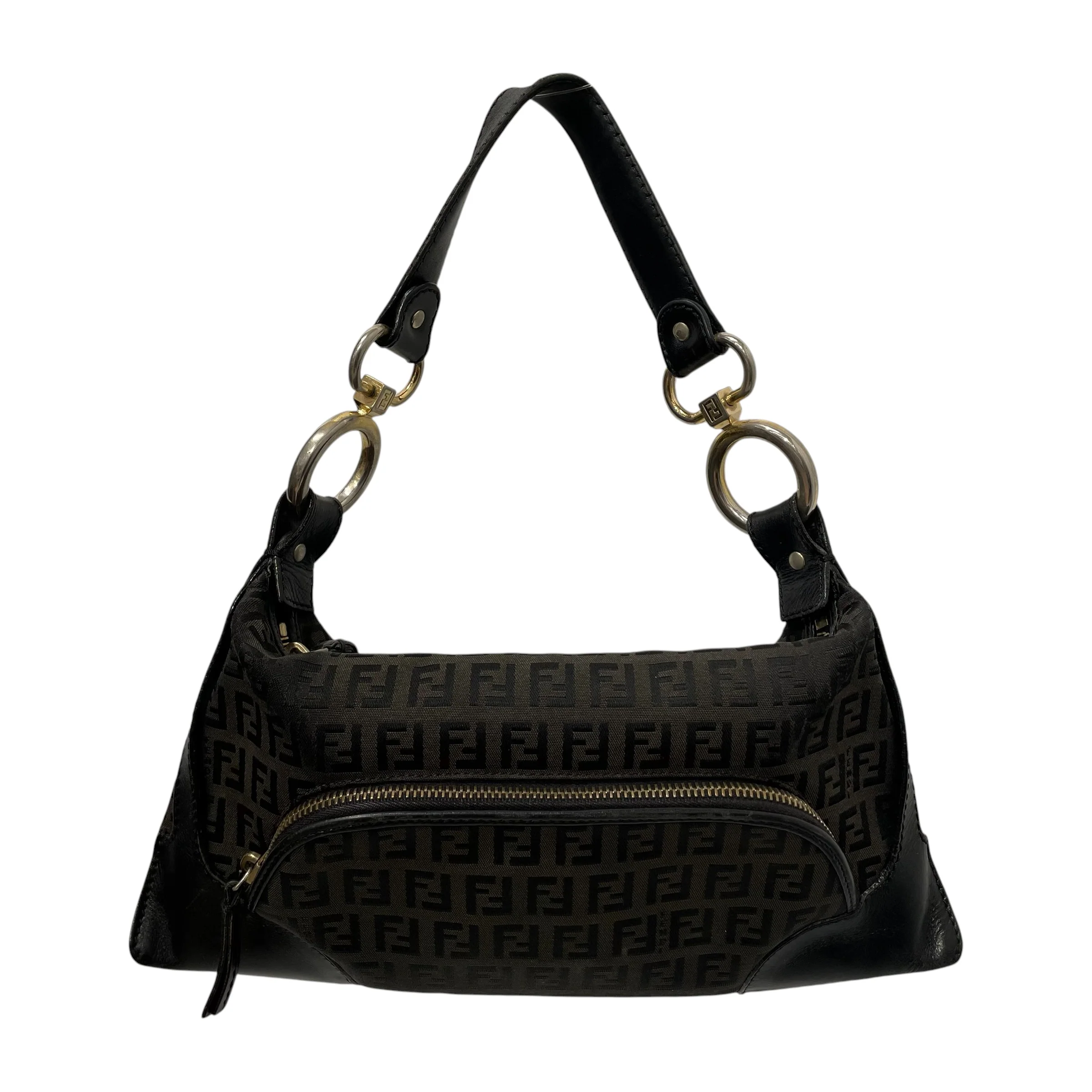 FENDI/Clutch Bag/Monogram/Leather/BLK/ZUCCHINO SHOULDER BAG
