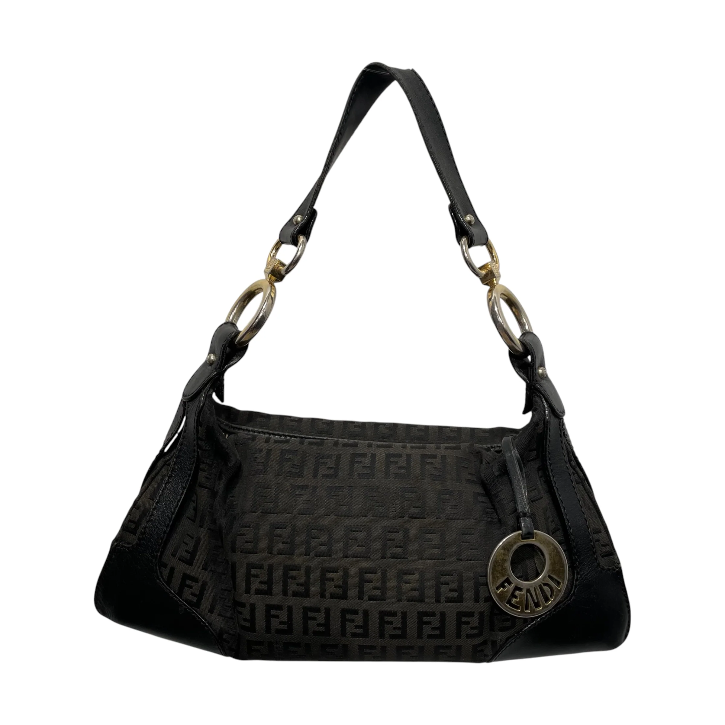 FENDI/Clutch Bag/Monogram/Leather/BLK/ZUCCHINO SHOULDER BAG