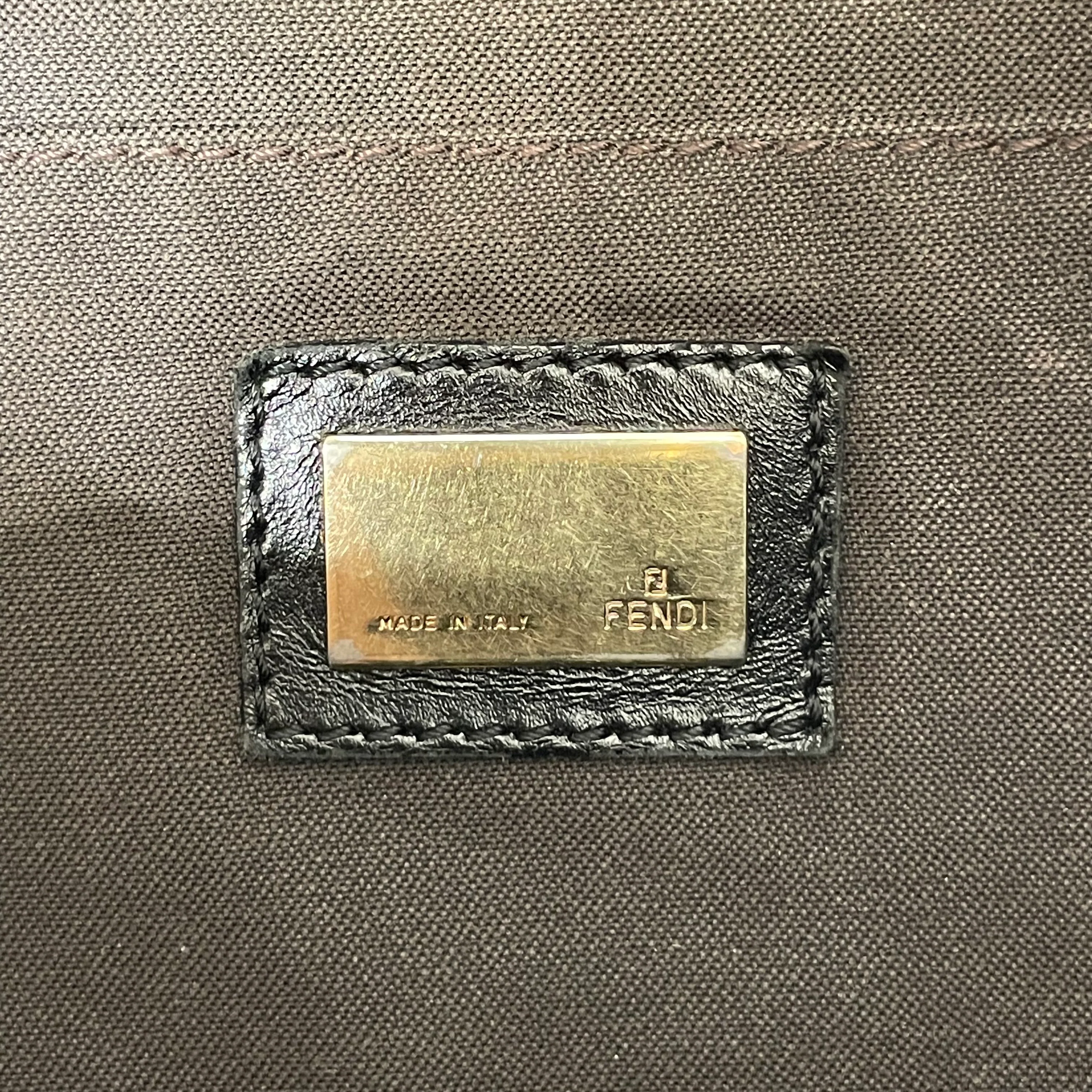 FENDI/Clutch Bag/Monogram/Leather/BLK/ZUCCHINO SHOULDER BAG