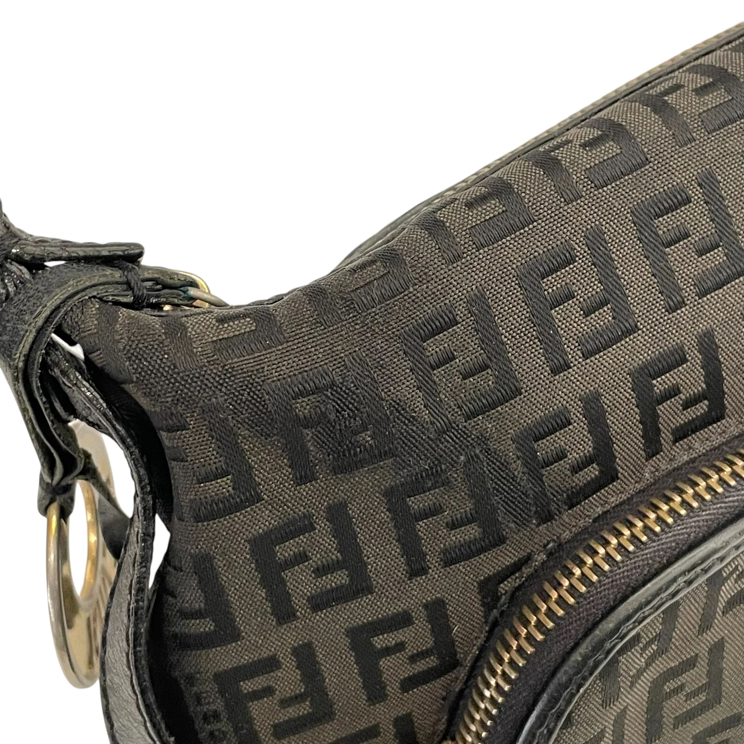 FENDI/Clutch Bag/Monogram/Leather/BLK/ZUCCHINO SHOULDER BAG