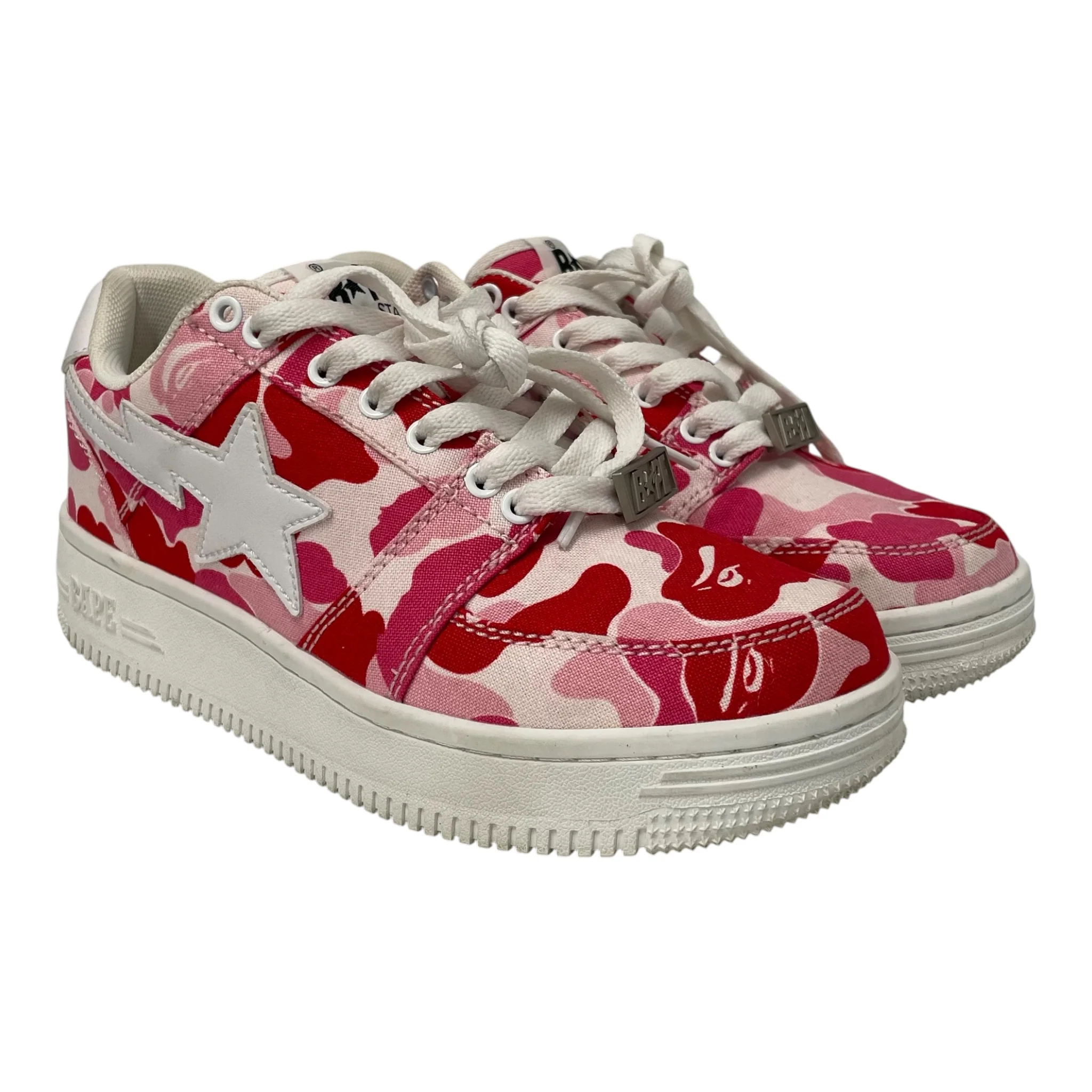 BAPE STA!/Low-Sneakers/US 7/All Over Print/PNK/