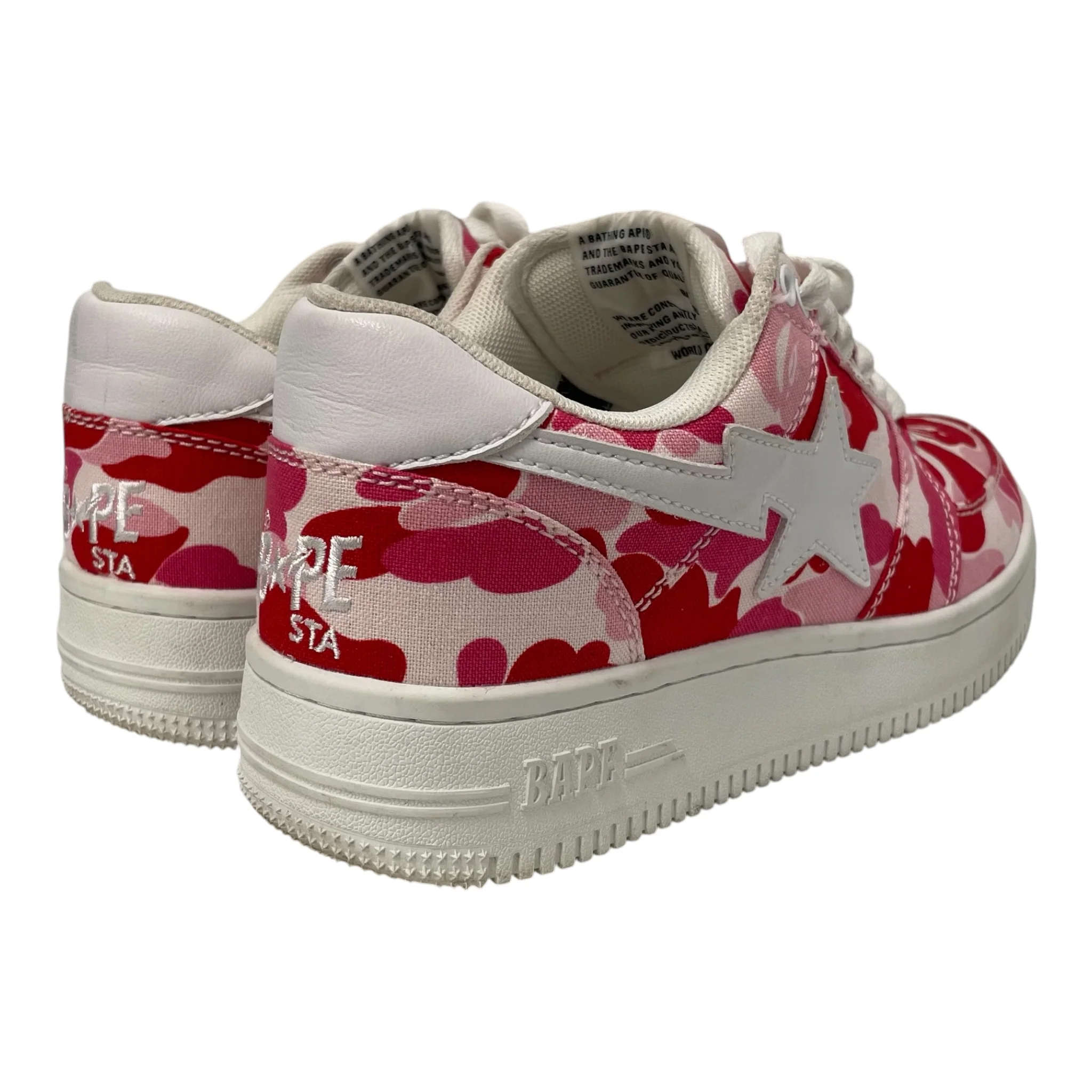 BAPE STA!/Low-Sneakers/US 7/All Over Print/PNK/