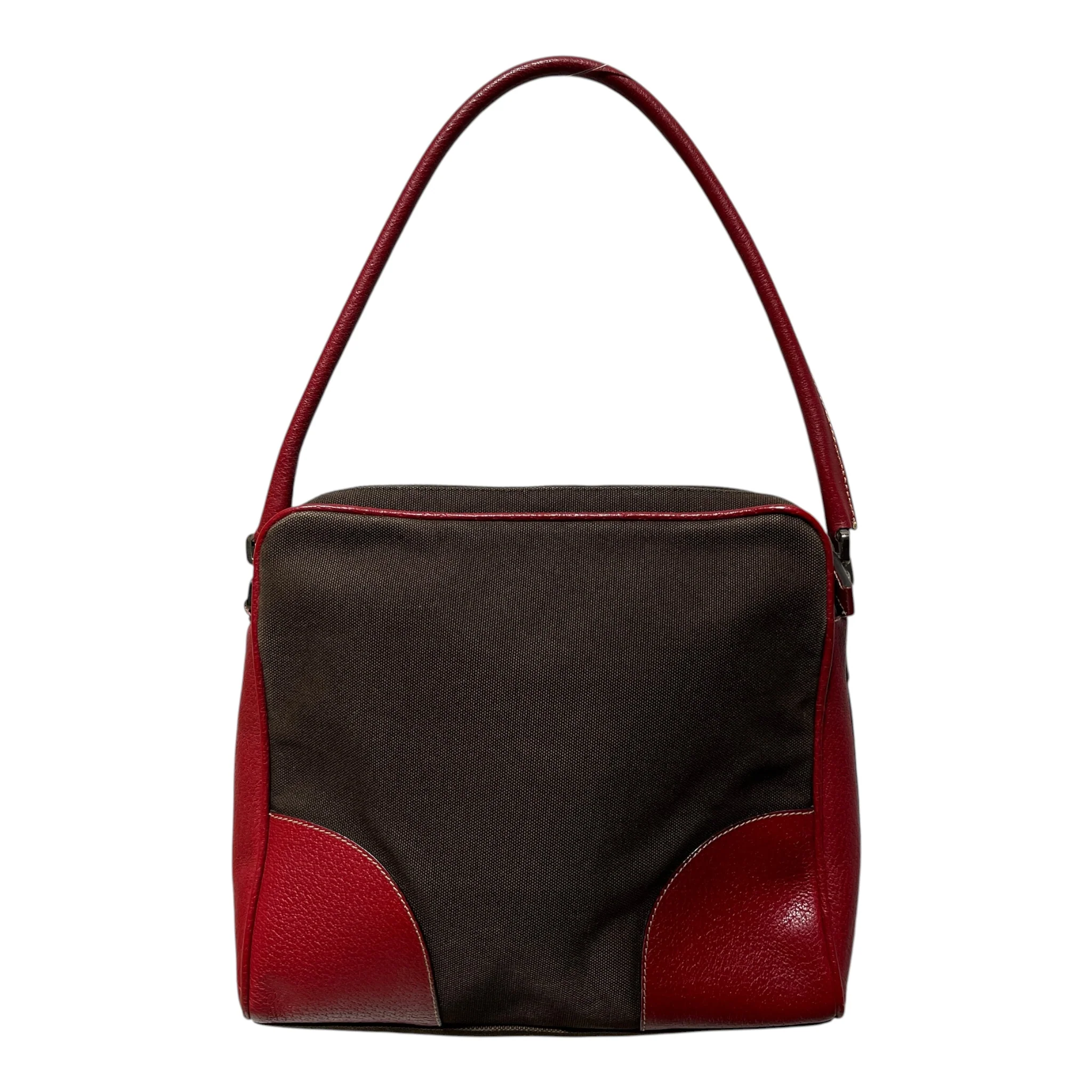 PRADA/Hand Bag/Cotton/BRW/vintage bowler w/ keys/lock