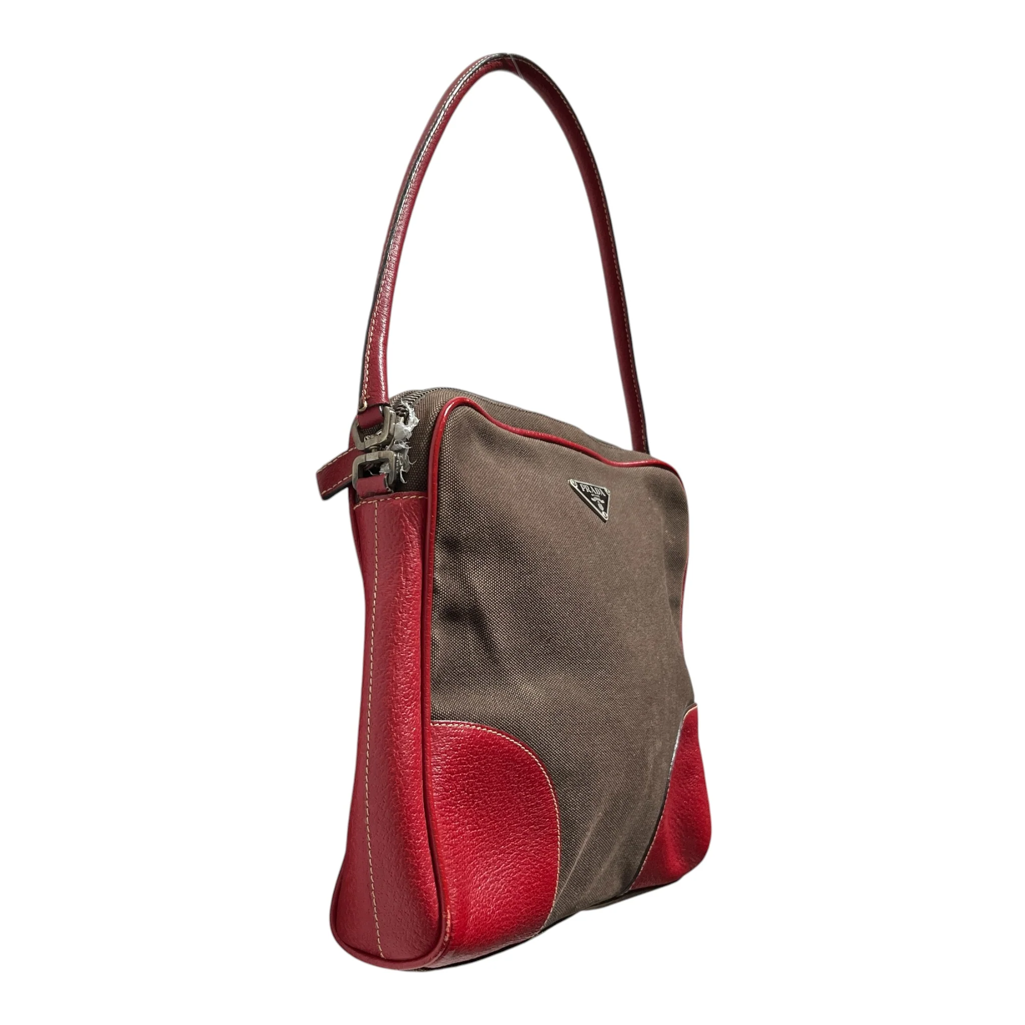 PRADA/Hand Bag/Cotton/BRW/vintage bowler w/ keys/lock