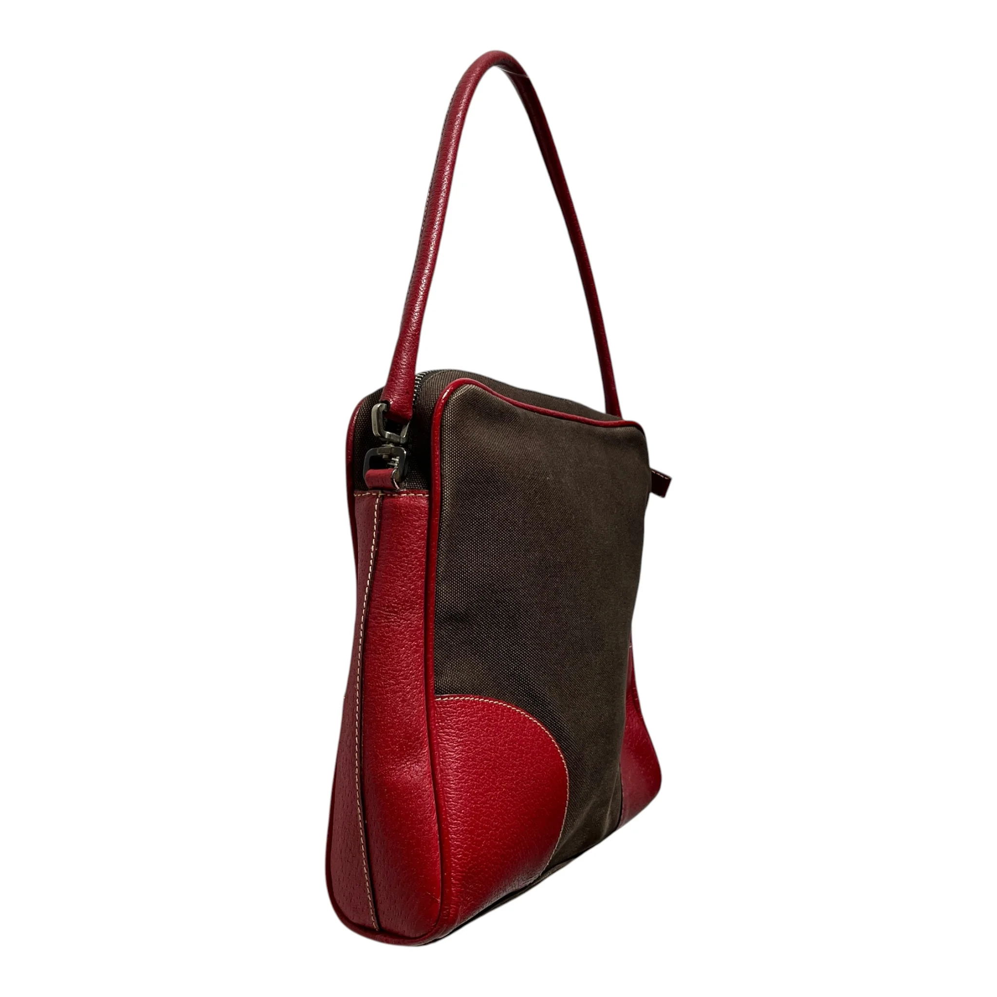 PRADA/Hand Bag/Cotton/BRW/vintage bowler w/ keys/lock