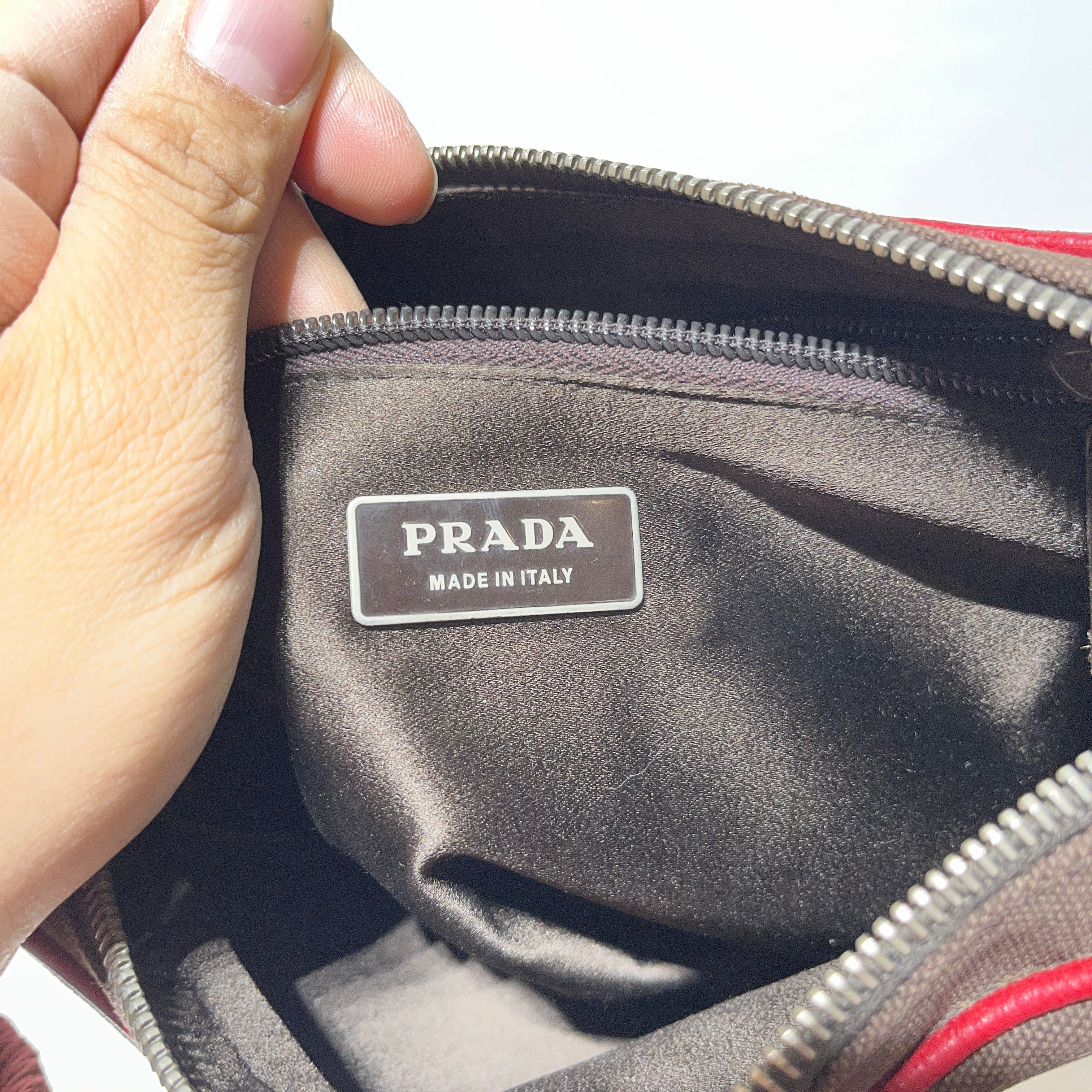 PRADA/Hand Bag/Cotton/BRW/vintage bowler w/ keys/lock