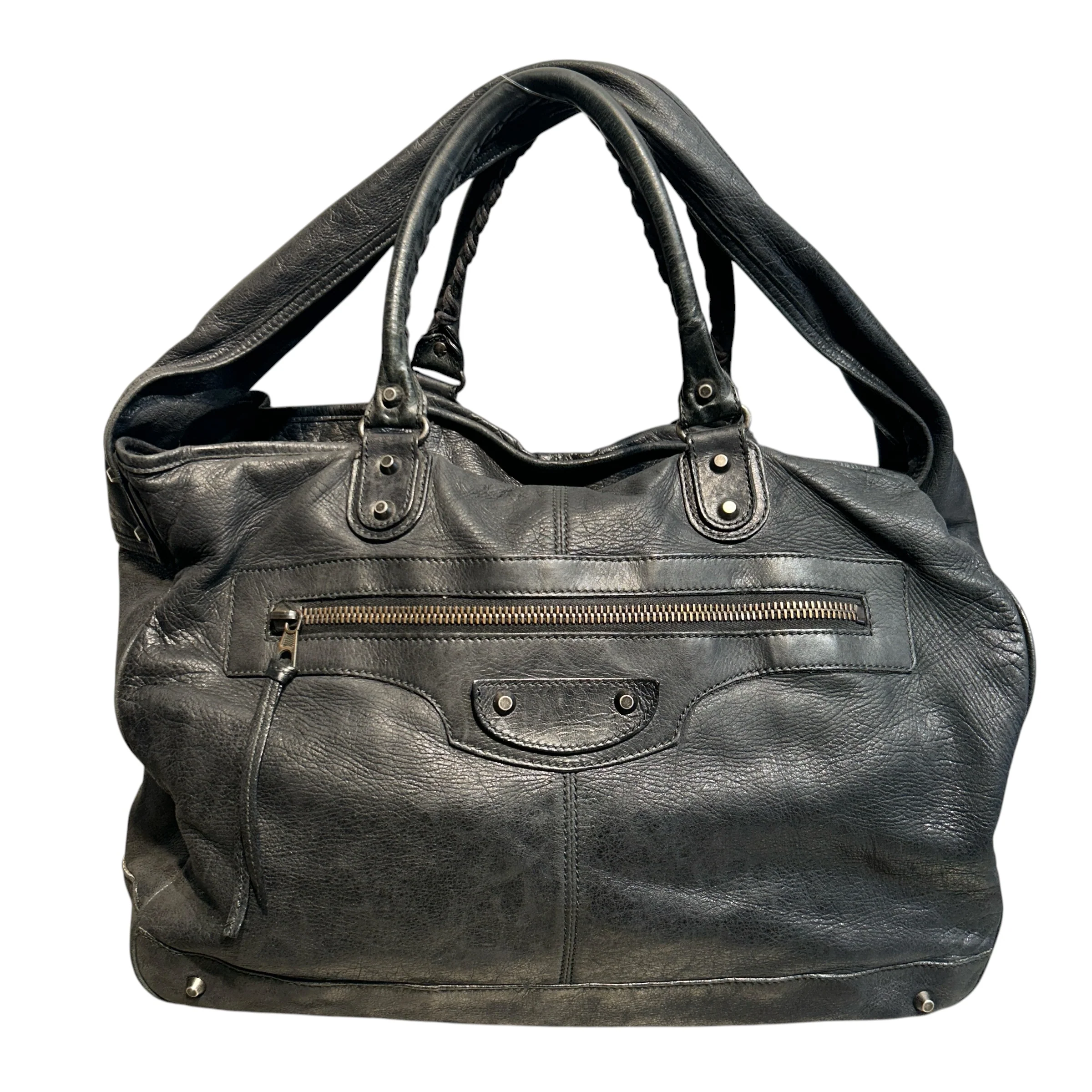 BALENCIAGA/Tote Bag/Leather/BLK/MOTO CROSS WEEKENDER