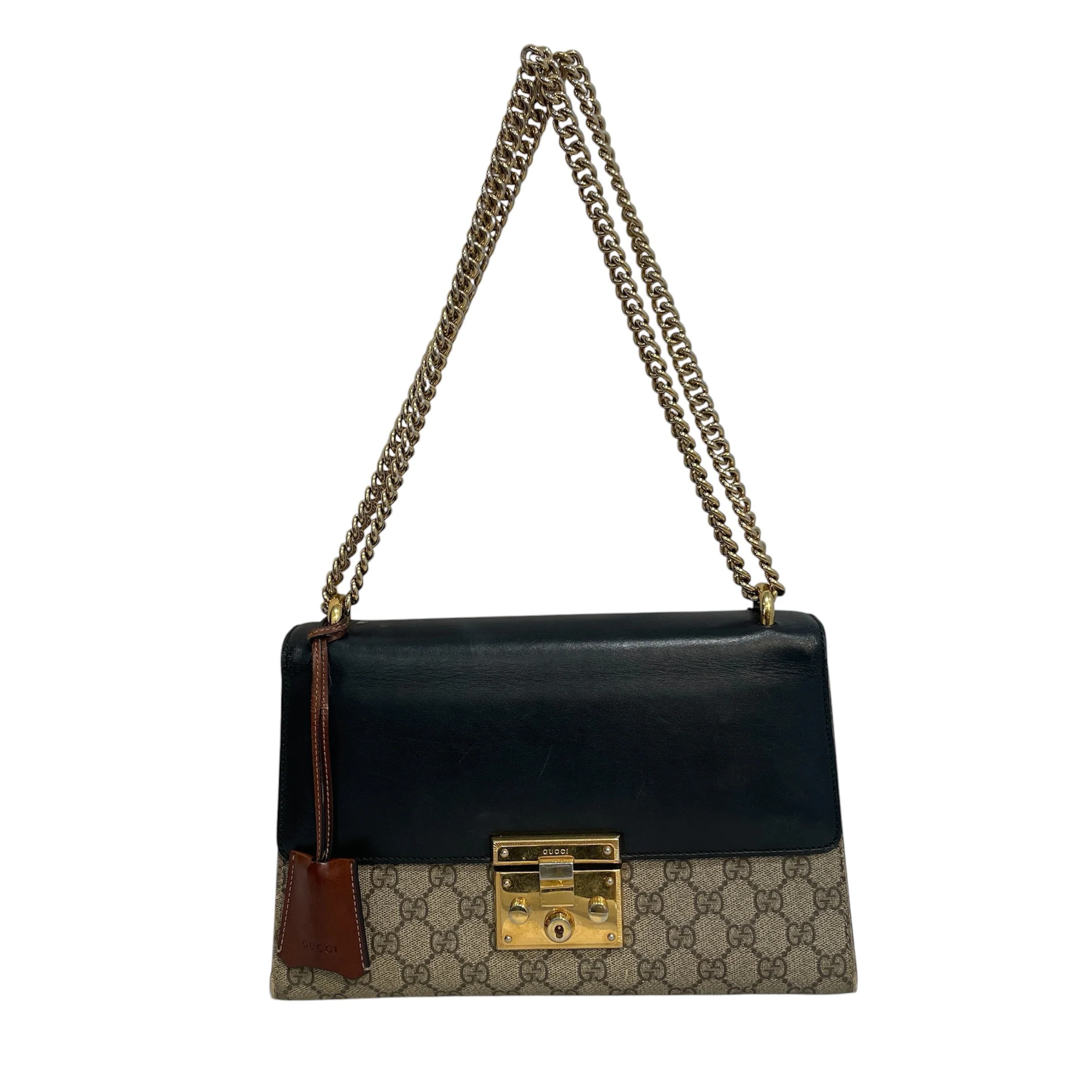 GUCCI/Hand Bag/Monogram/Leather/NVY/Padlock GG Supreme