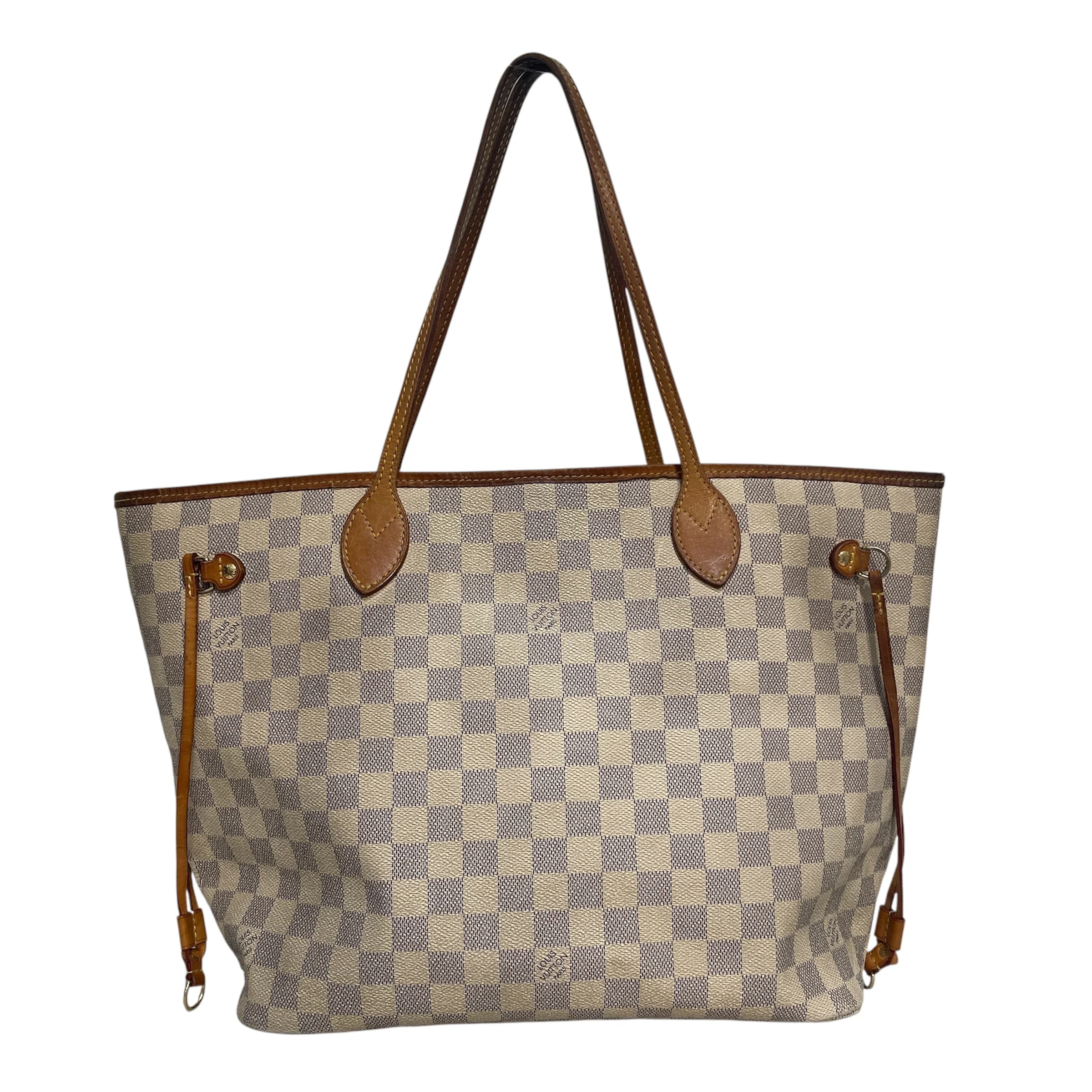 LOUIS VUITTON/Tote Bag/Monogram/Leather/WHT/Damier Azur Neverfull