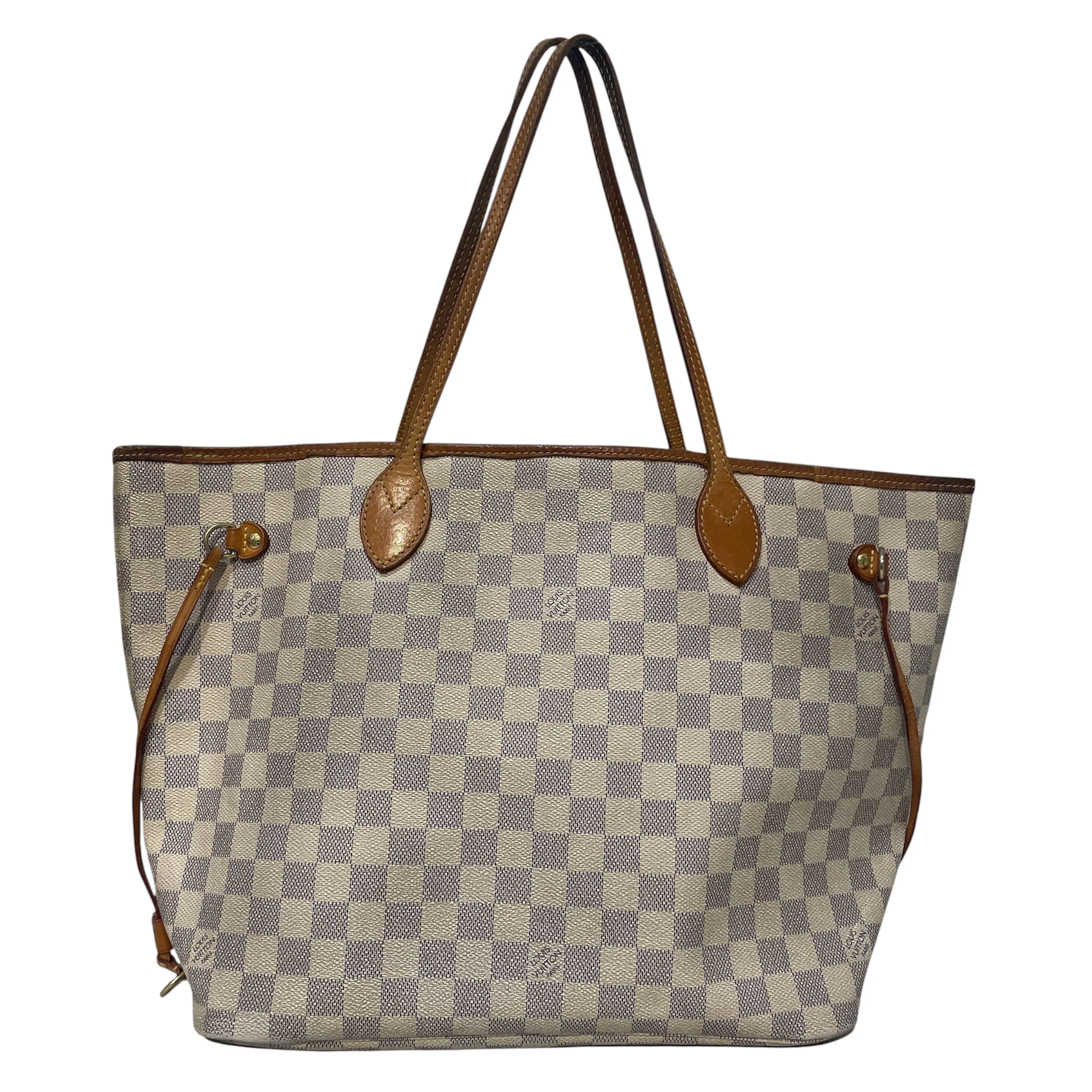 LOUIS VUITTON/Tote Bag/Monogram/Leather/WHT/Damier Azur Neverfull