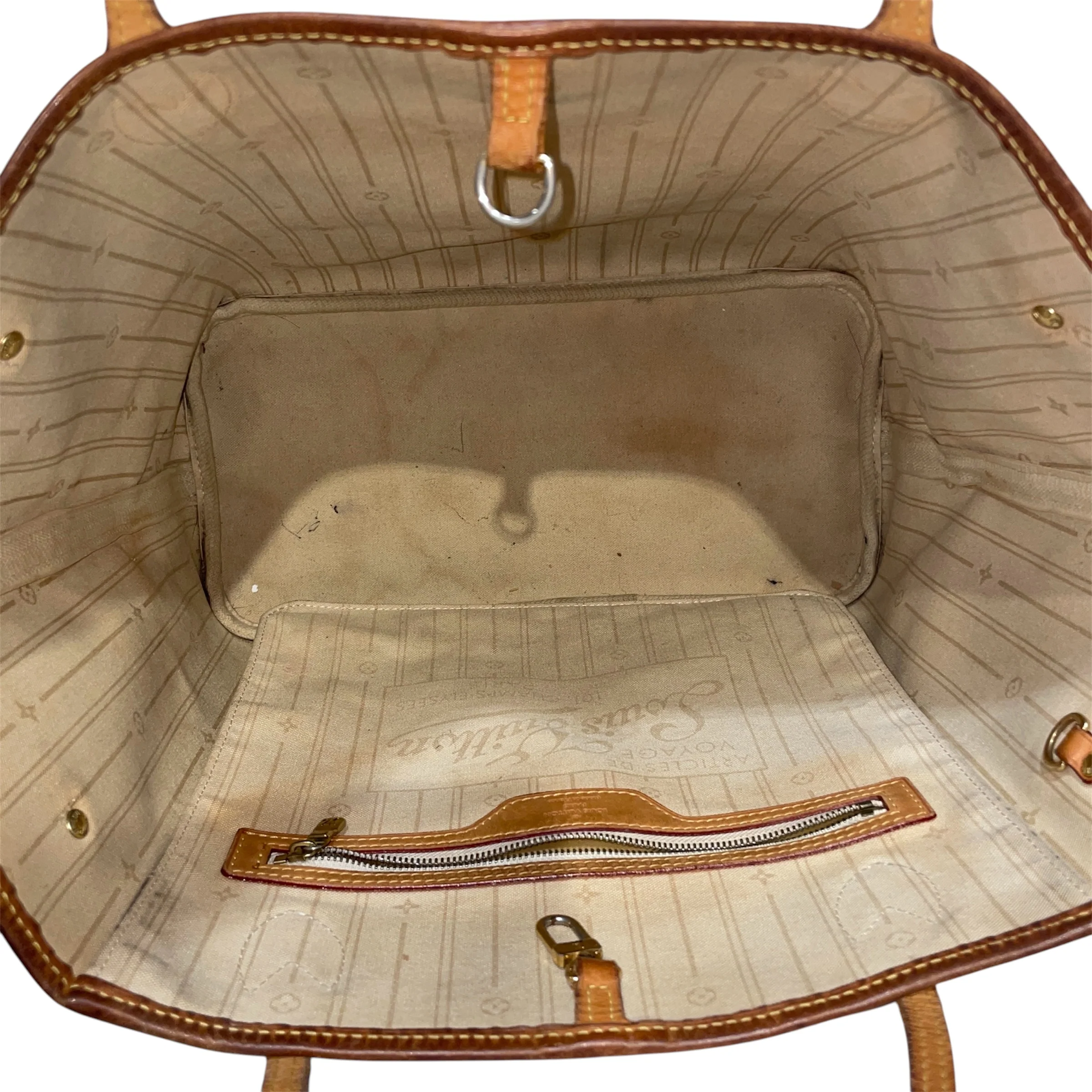 LOUIS VUITTON/Tote Bag/Monogram/Leather/WHT/Damier Azur Neverfull