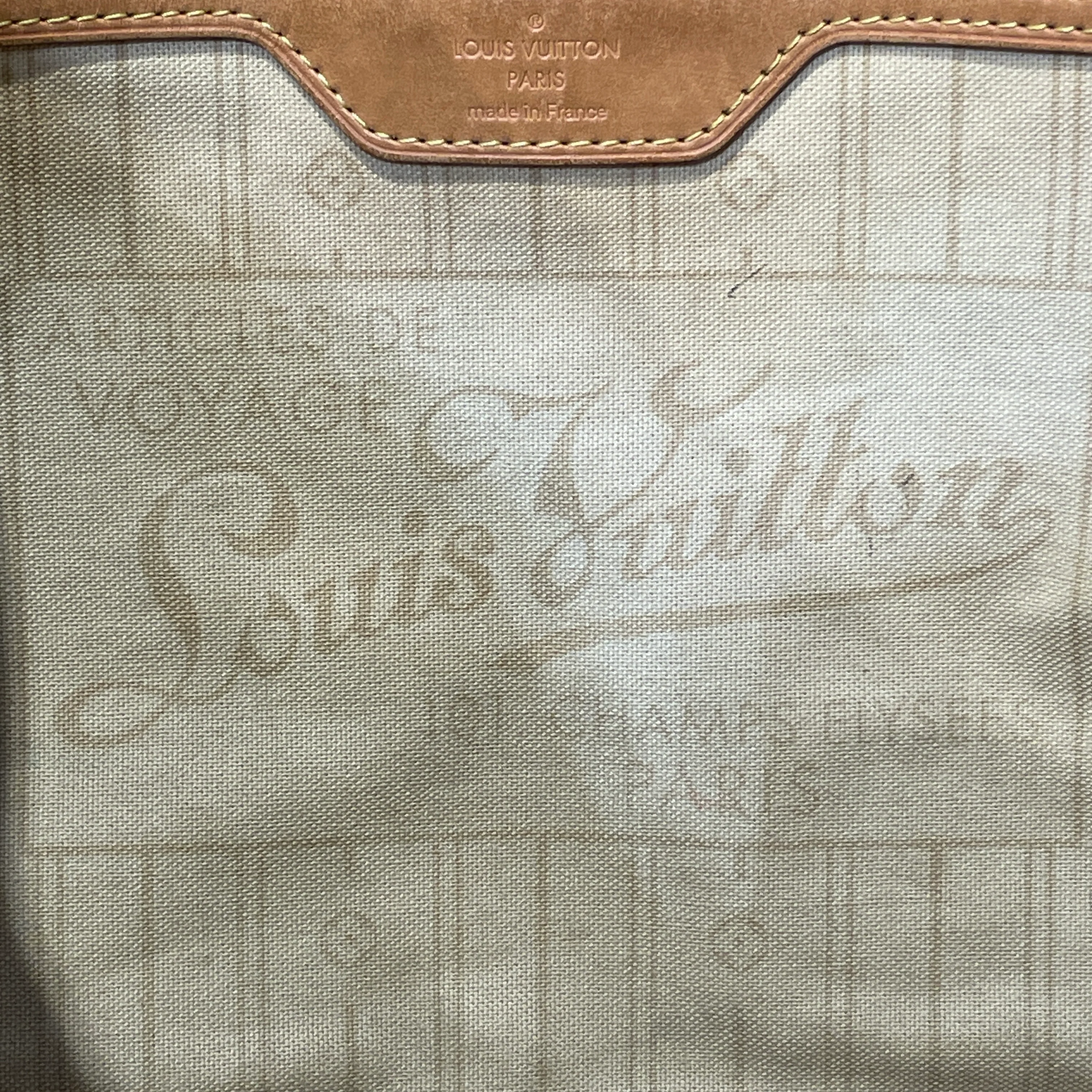 LOUIS VUITTON/Tote Bag/Monogram/Leather/WHT/Damier Azur Neverfull